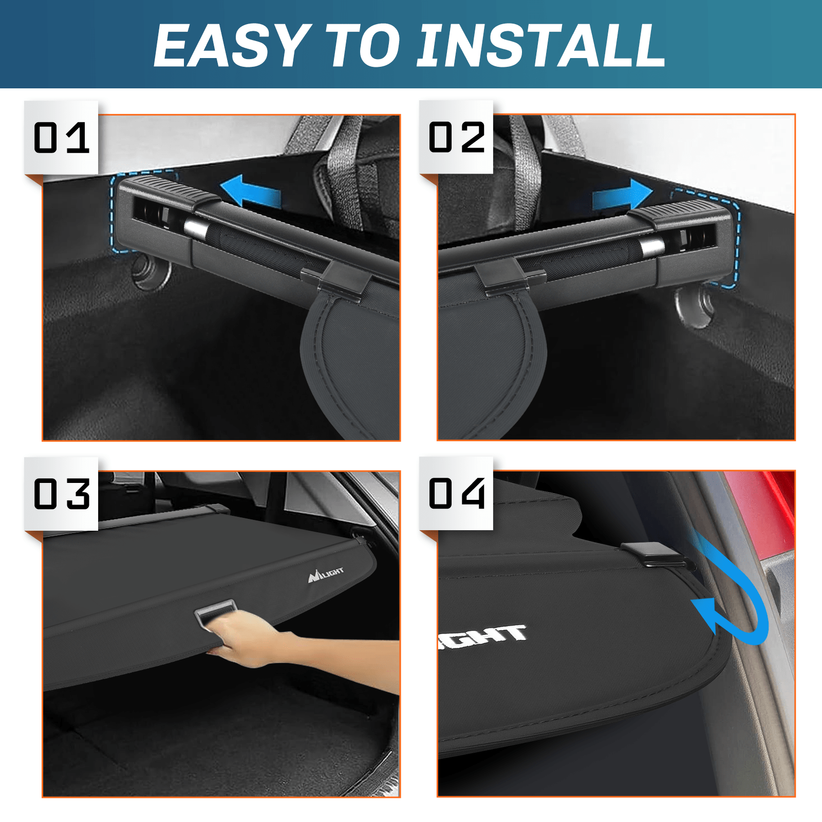 2021-2025 Jeep Grand Cherokee L 3-Row Retractable Cargo Cover with Storage Net - Durable Trunk Organizer for SUV Accessories & Road Trips