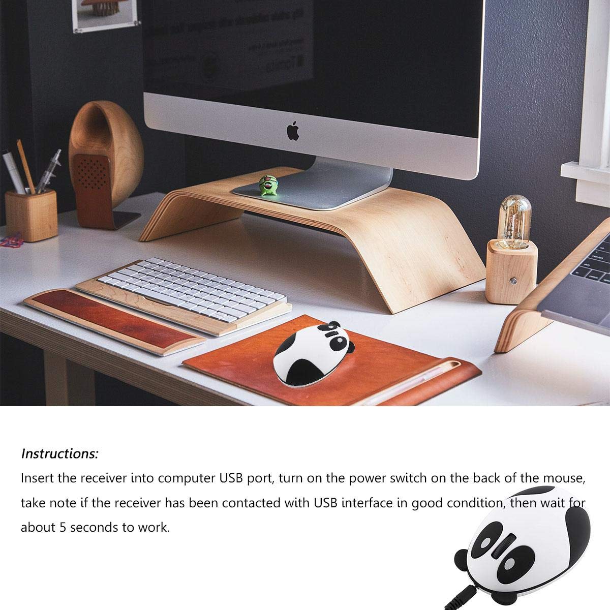 2.4GHz Panda Optical Sensor Wireless Mouse - Universal for Laptop, Desktop, PC, Notebook - Ergonomic Design for Home, Office, Gaming
