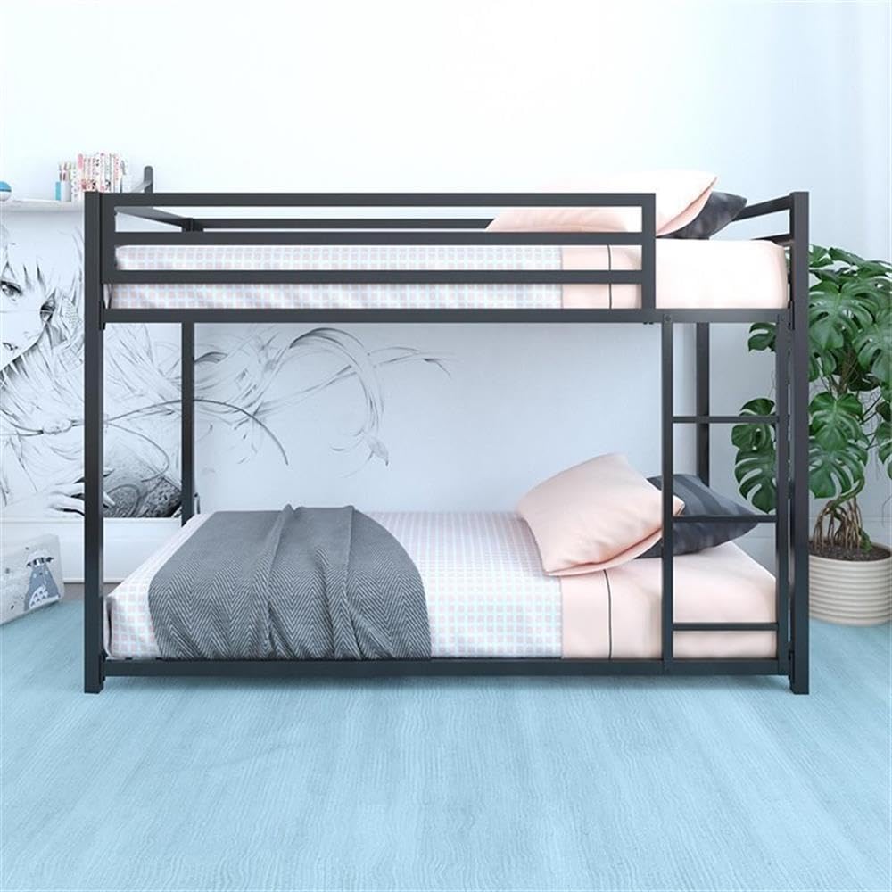 Rosebery Kids Twin Over Twin Metal Bunk Bed in Black - Space Saving Bunk Bed for Kids Room, Dormitory & Sleepovers - Sturdy & Safe Metal Frame with Guardrails
