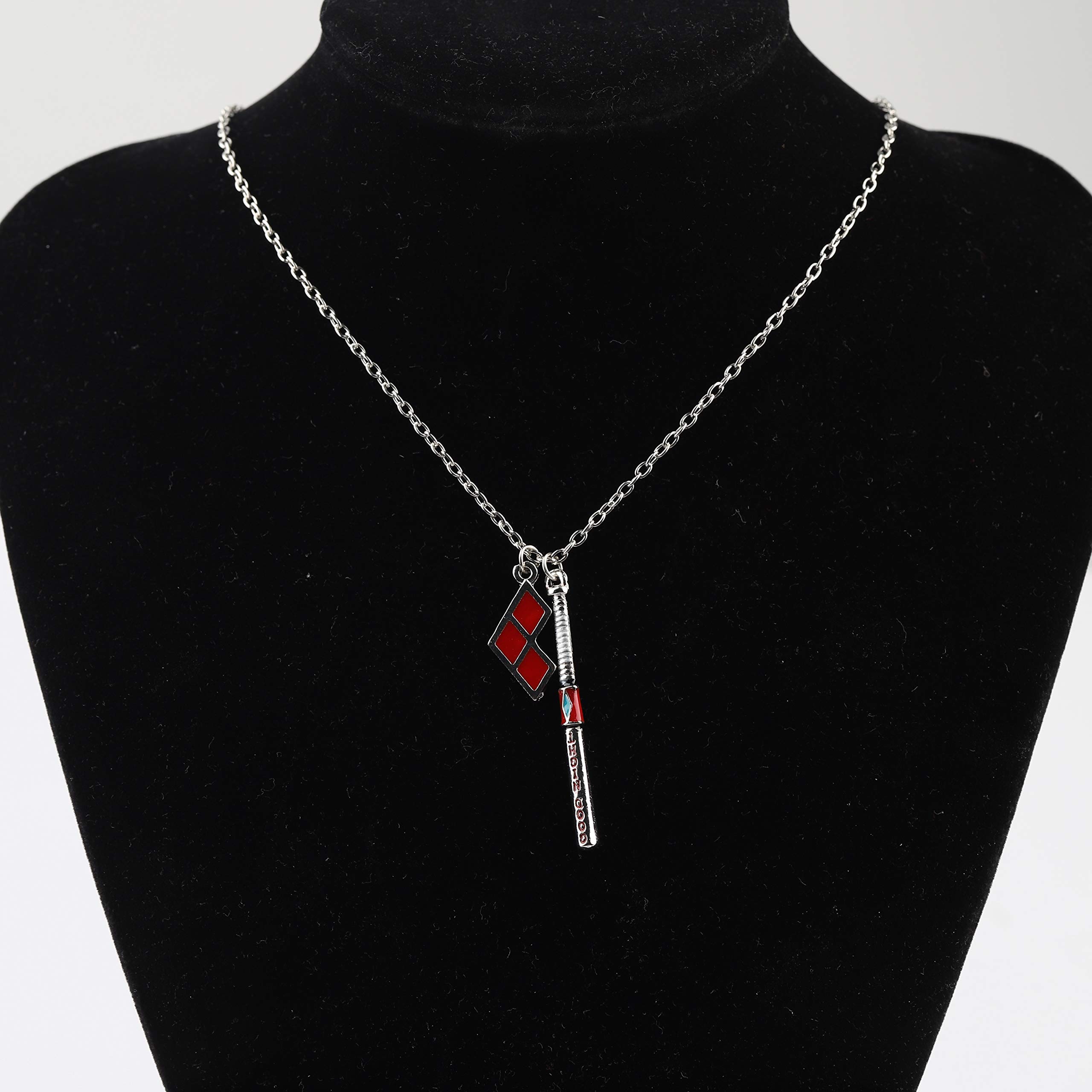 CENWA Baseball Bat Joker Pendant Necklace - Unique Gotham Inspired Jewelry Gift for Batman Fans - Perfect for Cosplay, Comic Con & Superhero Themed Parties