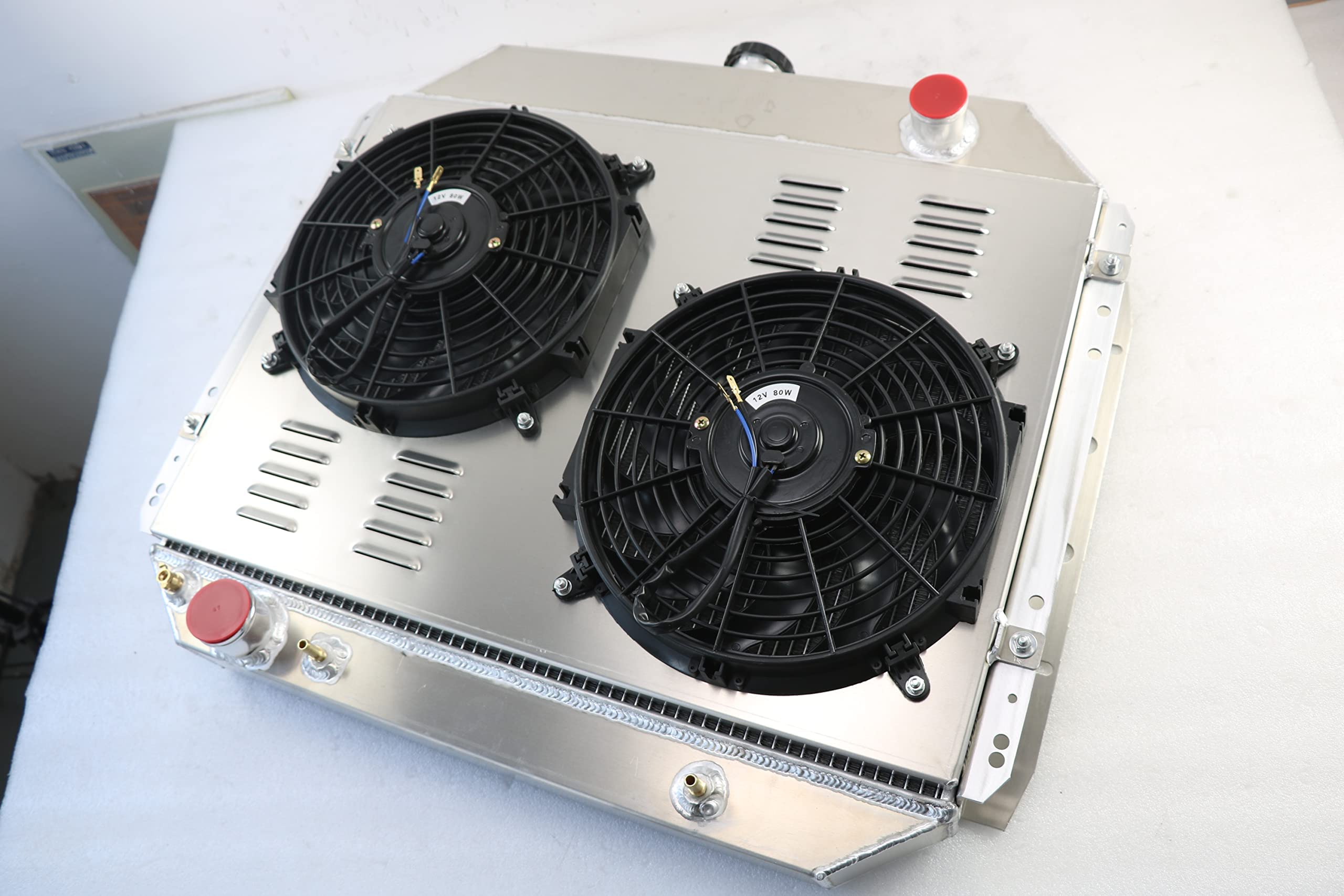 Aluminum Radiator for Ford F150 F250 F350 & Bronco (1966-1979) - 3 Row Heavy Duty Cooling System with Shroud, Fan & Relay Kit - Perfect for Off-Roading, Towing & High-Performance Upgrades