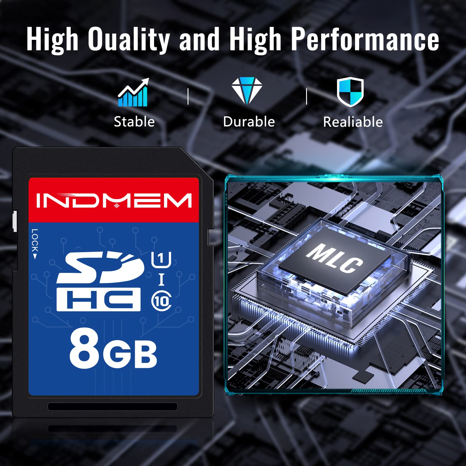 8GB SDHC Memory Card 5 Pack - UHS-I U1 Class 10 High Speed Flash Card for Digital Cameras, Computers & Trail Cameras - Perfect for Photography, Data Storage & Wildlife Monitoring