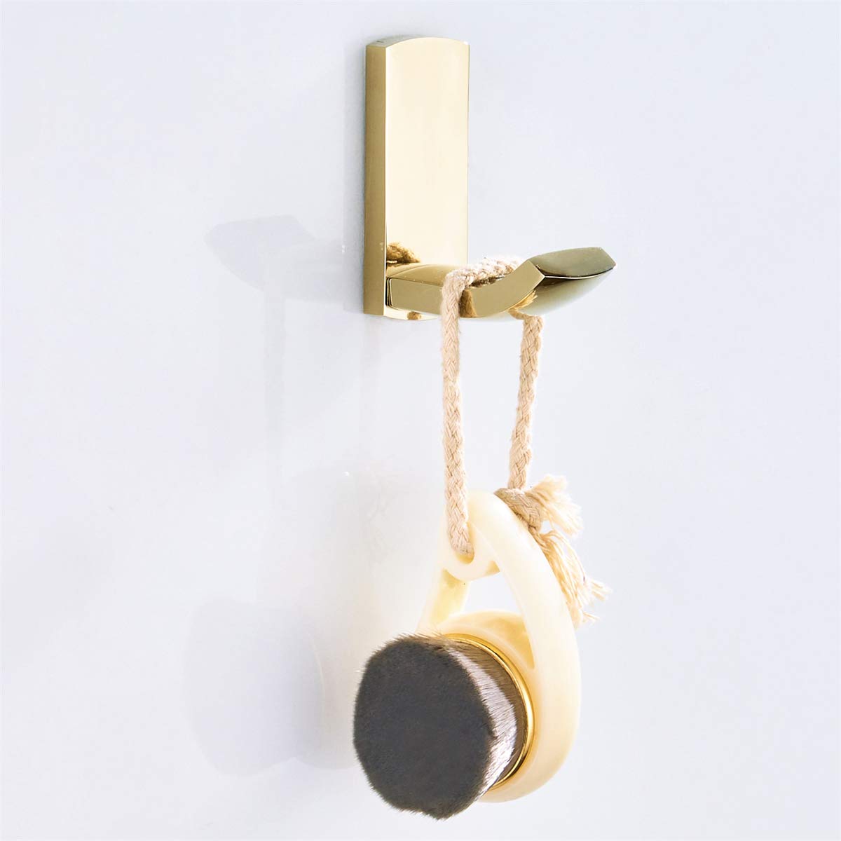 Flybath Brass Wall Mounted Coat Hook - Polished Gold Towel & Robe Hanger for Bathroom, Kitchen, Bedroom - Perfect for Hanging Bathrobes, Towels, and Clothes in Home Decor