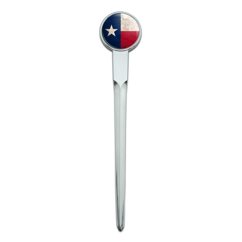 Vintage Rustic Texas State Flag Letter Opener - Distressed USA Style Chrome Plated Metal Envelope Slitter - Perfect for Home Office, Mail Opening & Western Decor