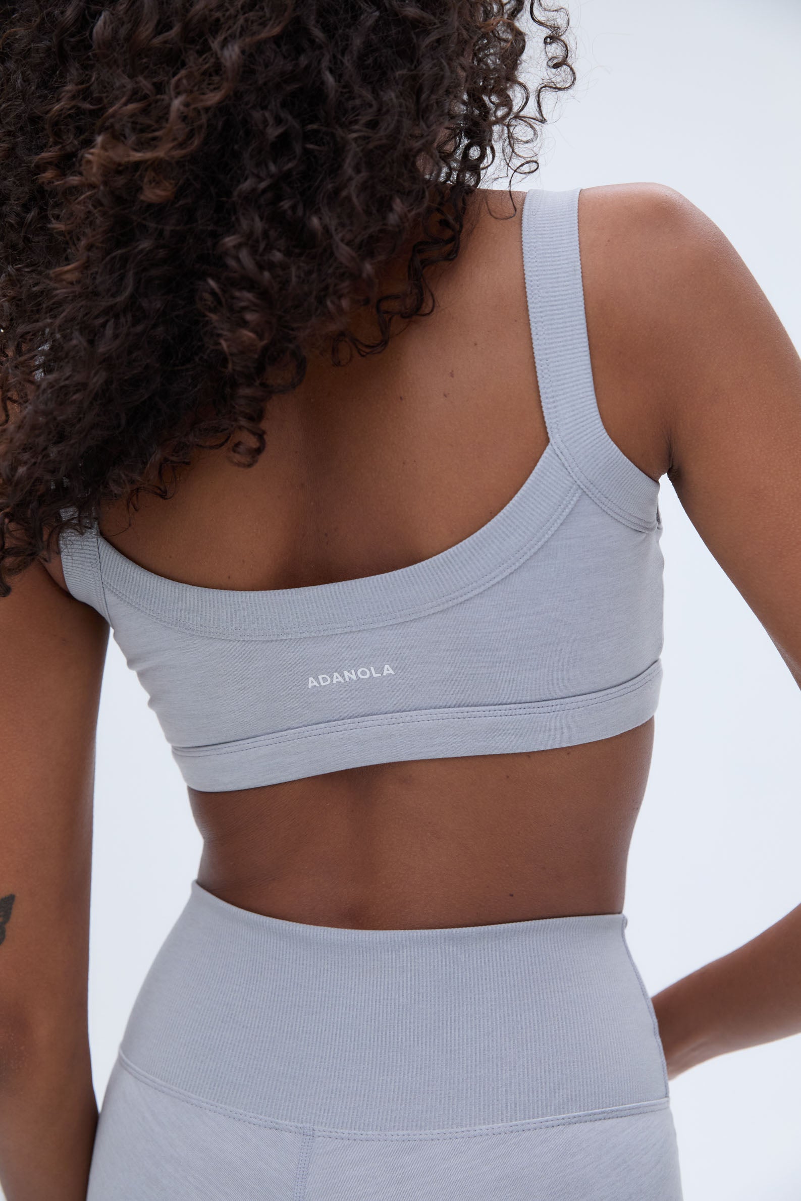 Brushed Wide Binding Bra - Light Grey Melange - Comfortable Seamless Sports Bra for Yoga, Running & Lounge Wear