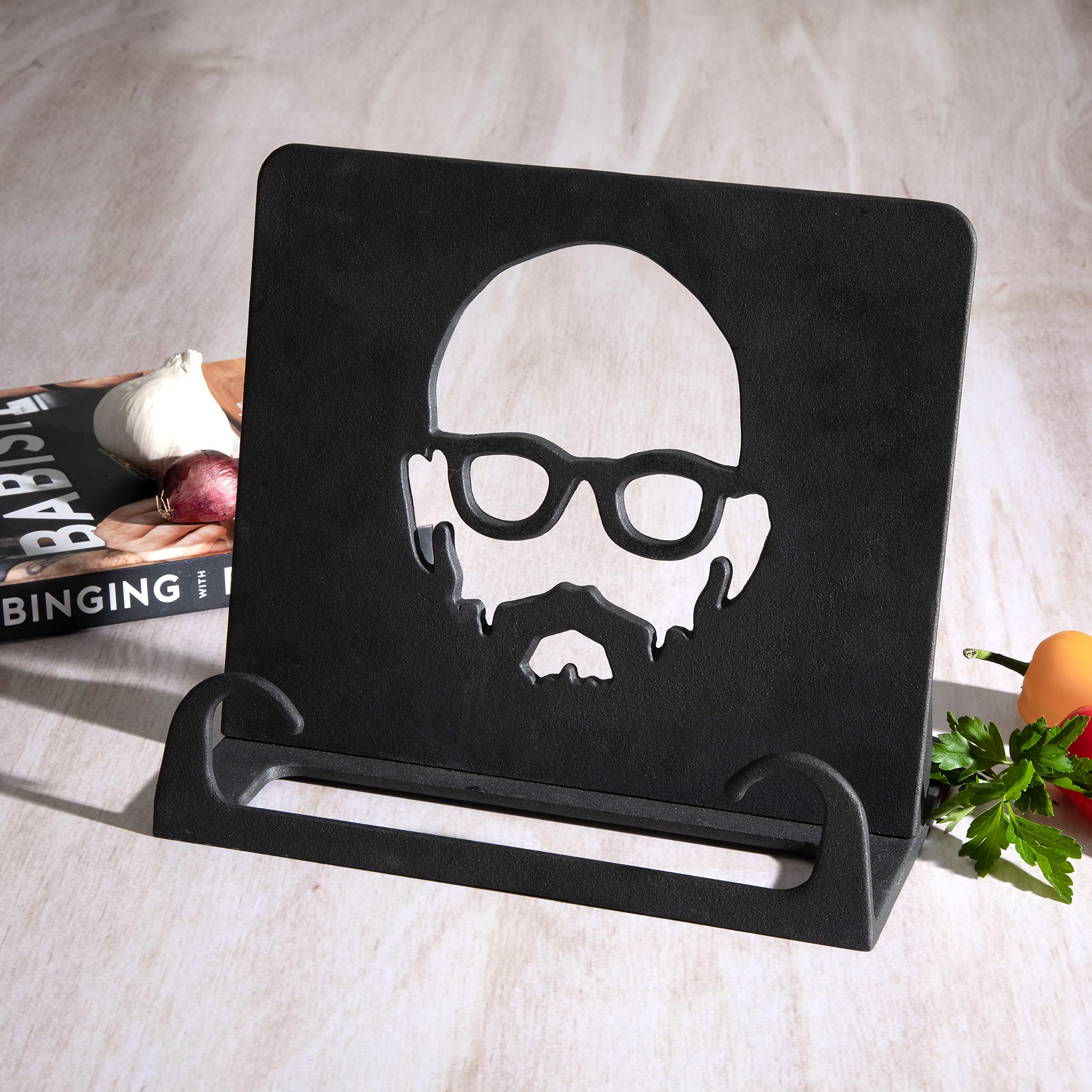 Babish Cast Iron Cookbook Stand - Heavy Duty Kitchen Cookbook Holder for Recipes, Baking & Cooking - Perfect for Countertop, Stove & Kitchen Use