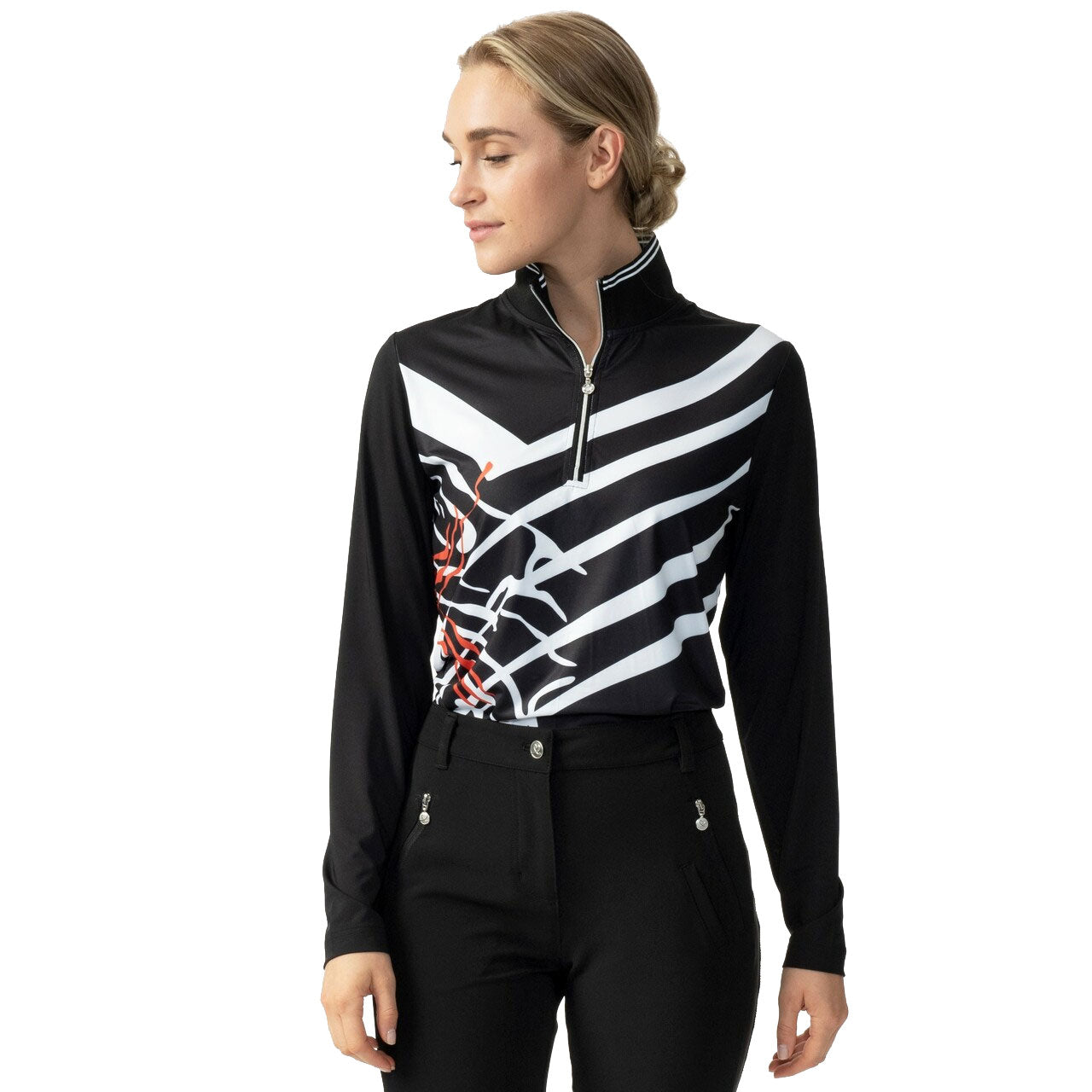 Veriane Black Women's 1/2 Zip Golf Pullover - Breathable & Moisture-Wicking Performance Top for Golf, Tennis & Outdoor Activities