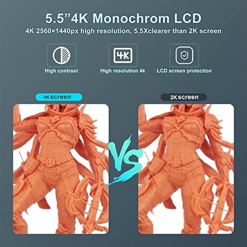 High Precision 4K 3D Printer Resin - Orange Photo Polymerization Resin for Monochrome LCD 3D Printers with 5.5 Inch Screen | Large Build Volume 4.72 x 2.68 x 7.48 Inch | Ideal for Miniatures, Jewelry & Dental Models | Fast Curing with Parallel LED Lighting