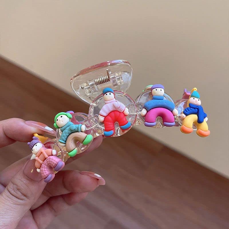 Cute Acrylic Cartoon Hair Clips for Girls - 3 Pack Hair Accessories for Ponytails, Buns & Braids - Fun Kids Hair Claws for School, Parties & Everyday Wear