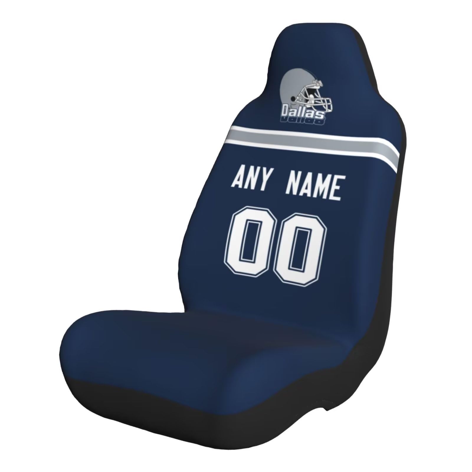 Custom Dallas Cowboys Football Car Seat Covers - Personalized Name & Number Car Accessories, Elastic Front Seat Protector, Universal Fit for Most Cars, Perfect for Game Day & Road Trips