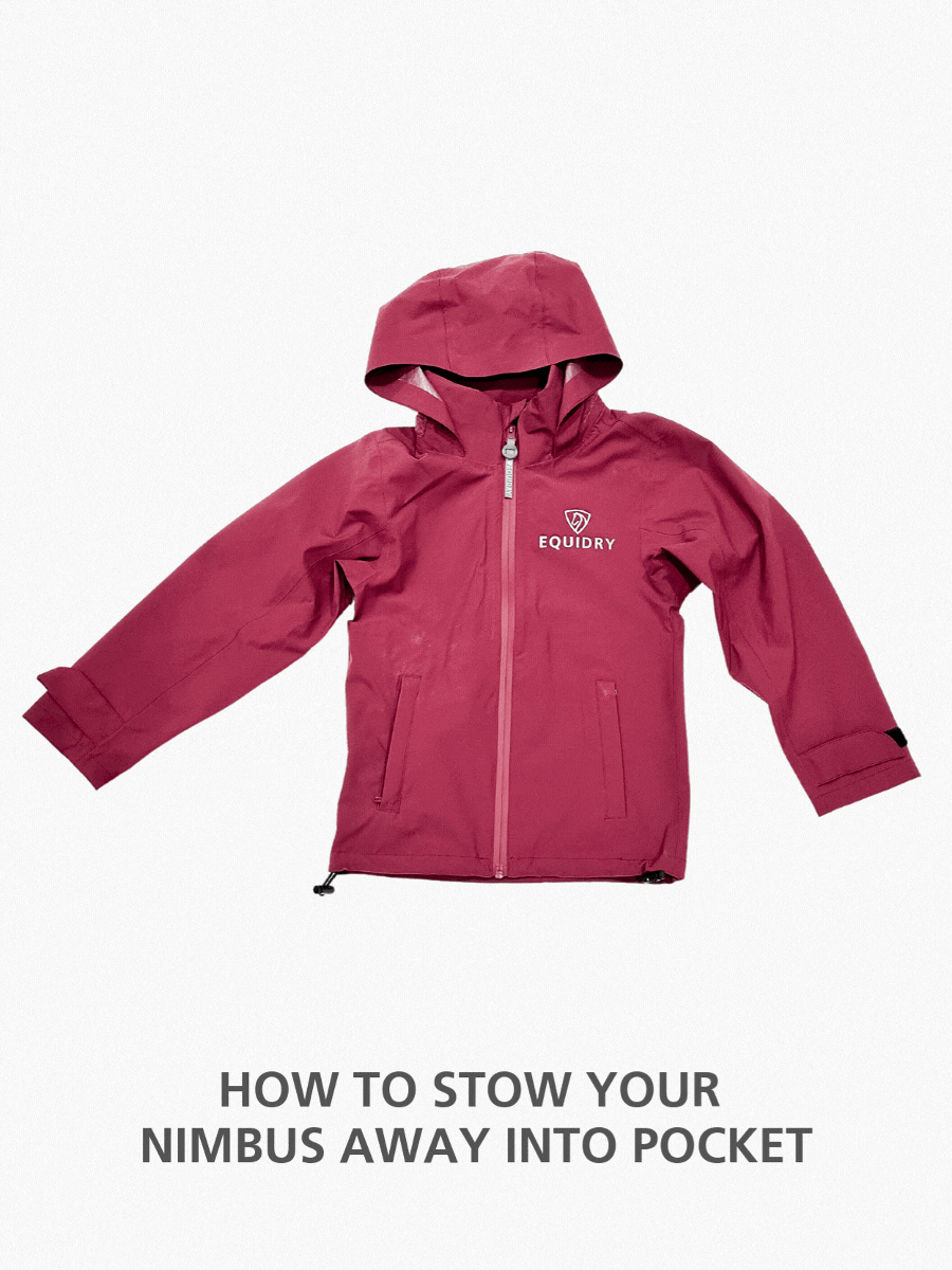 EQUIDRY Nimbus Pack Away Jacket - Kids Lightweight Waterproof Windbreaker with Hood, Navy Blue | Perfect for Outdoor Play, Hiking & School Activities