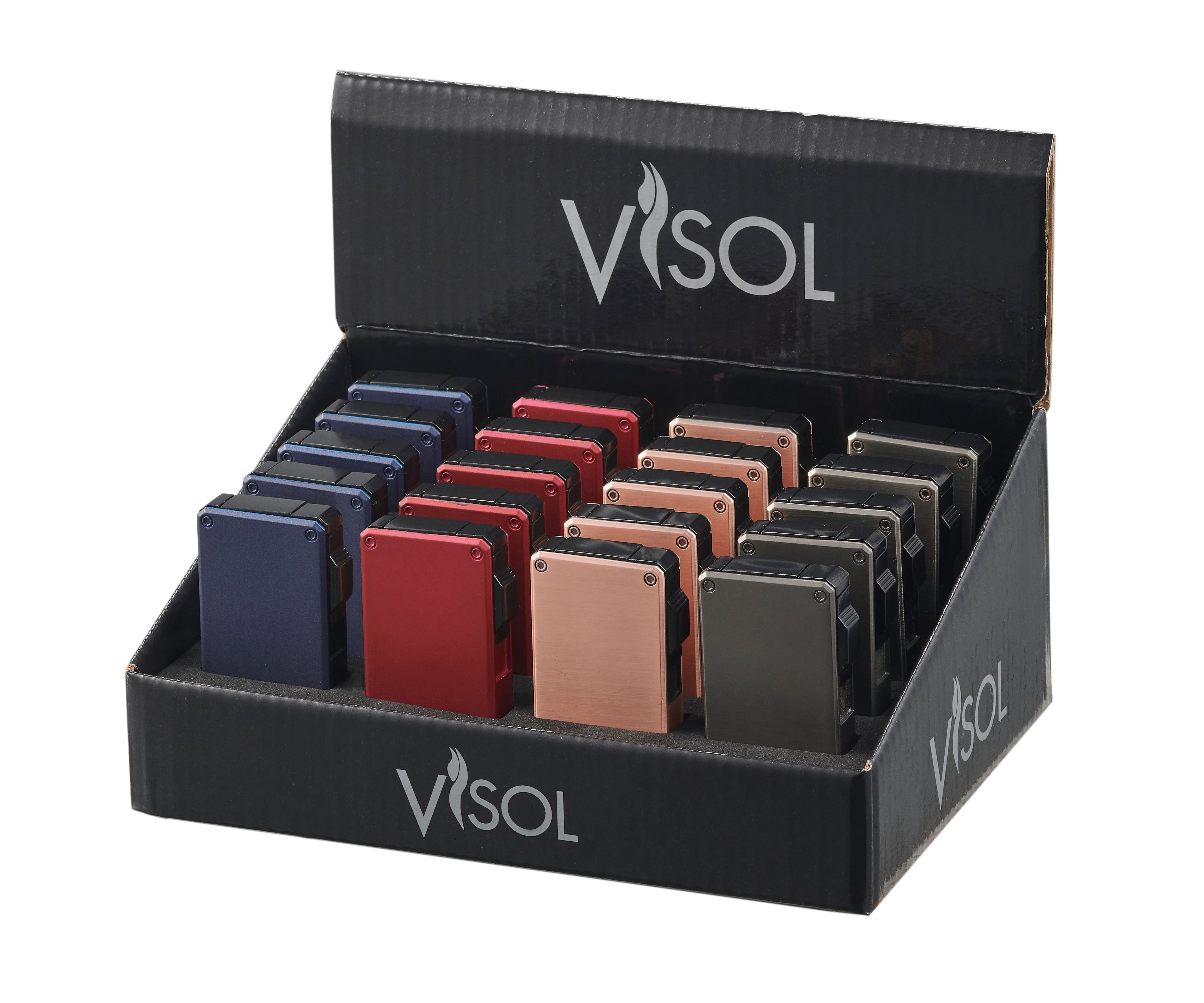 Visol Glacier 4-Color Pack of 20 Refillable Butane Cigar Lighters - Perfect for Smoking, Gifting & Outdoor Use