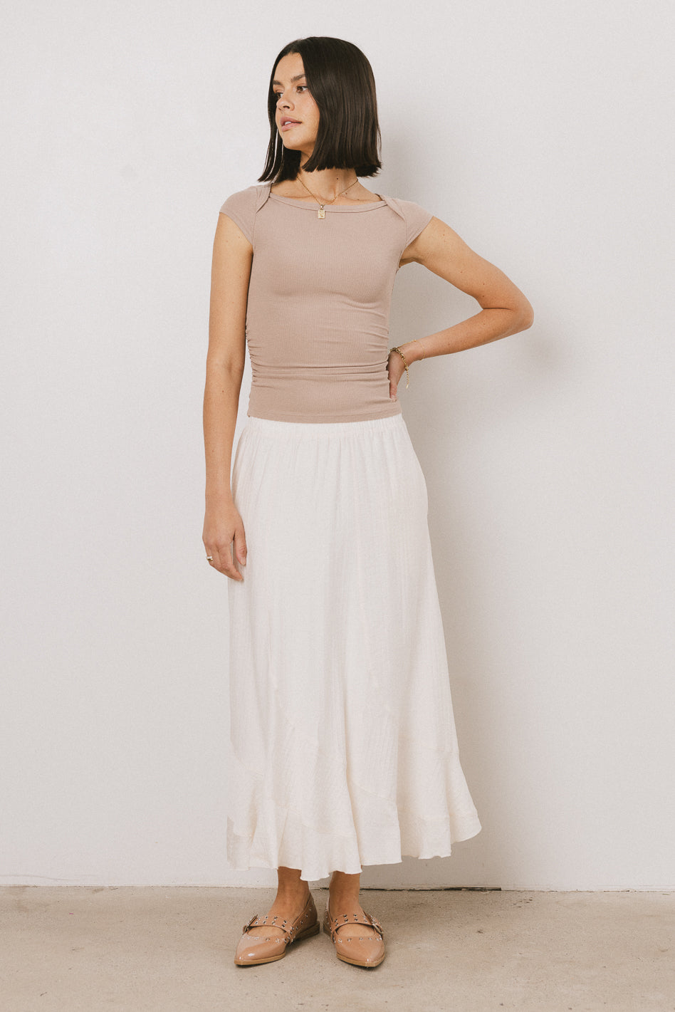 Amara Maxi Skirt for Women - Elegant Ivory Flowy Long Skirt with Side Slit | Perfect for Beach, Vacation, Wedding & Boho Outfits