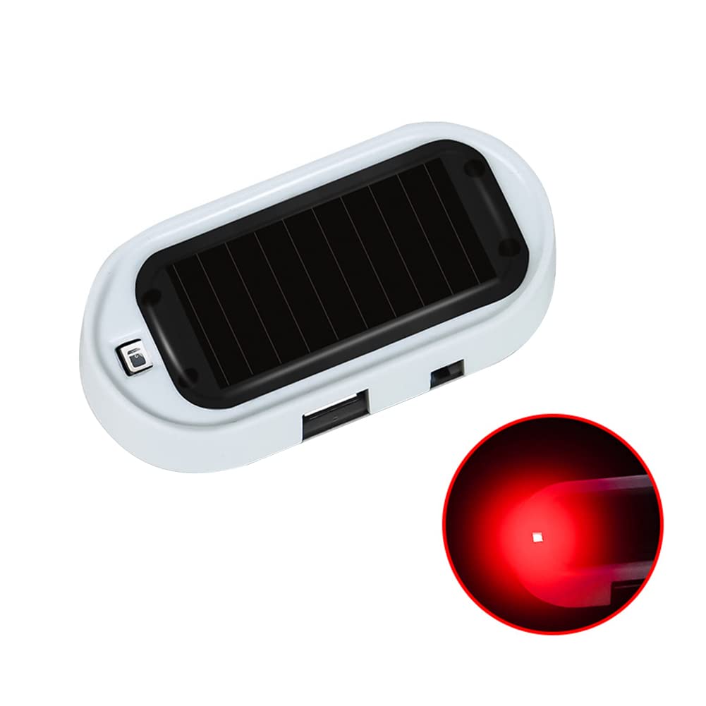Solar-Powered Car Alarm LED Light - Anti-Theft Warning Flashing Signal Light for Vehicle Security | Deter Burglars with Bright Red Flashing Lights | Ideal for Parking Lots, Driveways & High-Crime Areas