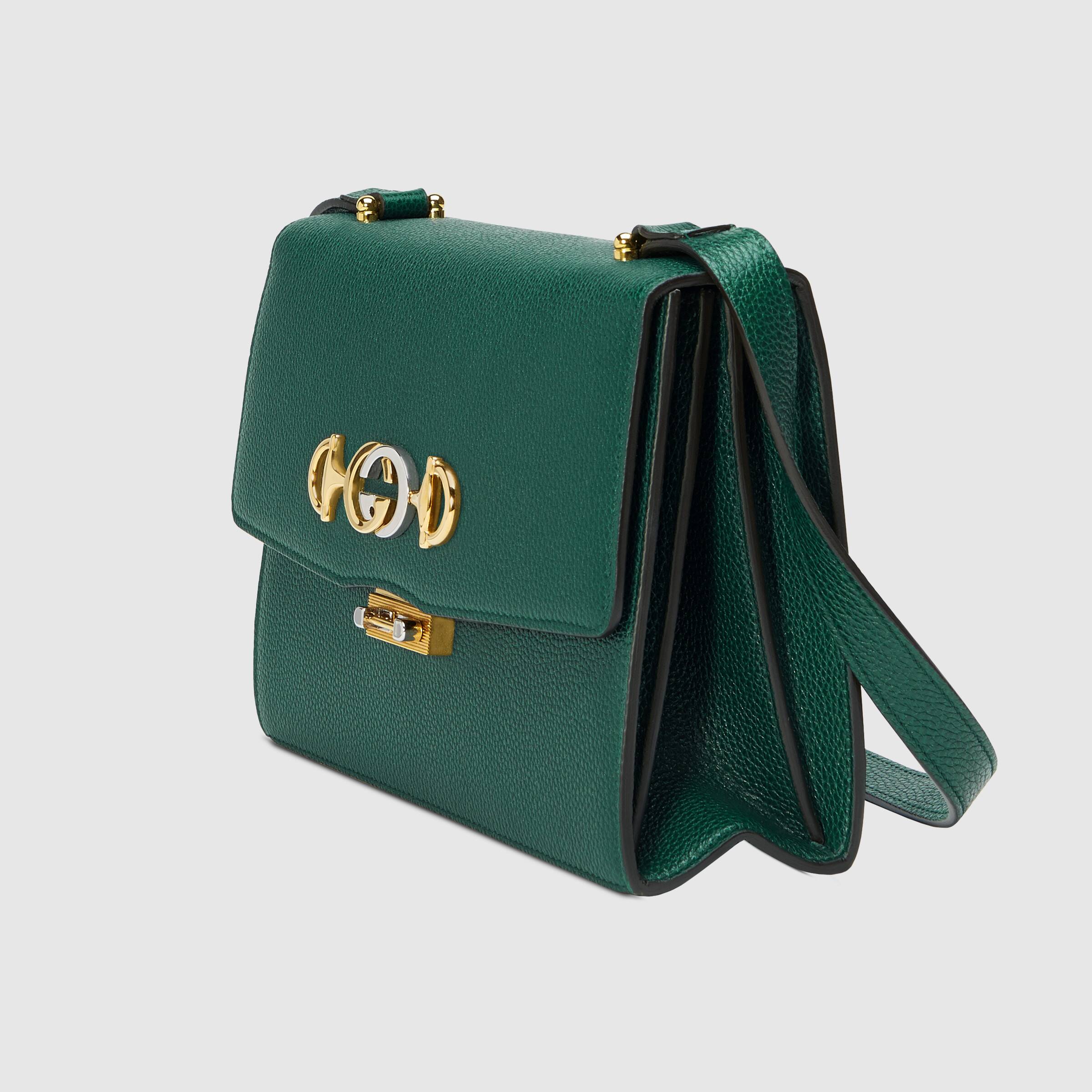Gucci Zumi Small Shoulder Bag in Grainy Leather - Green Crossbody Purse for Women | Perfect for Work, Travel & Evening Events