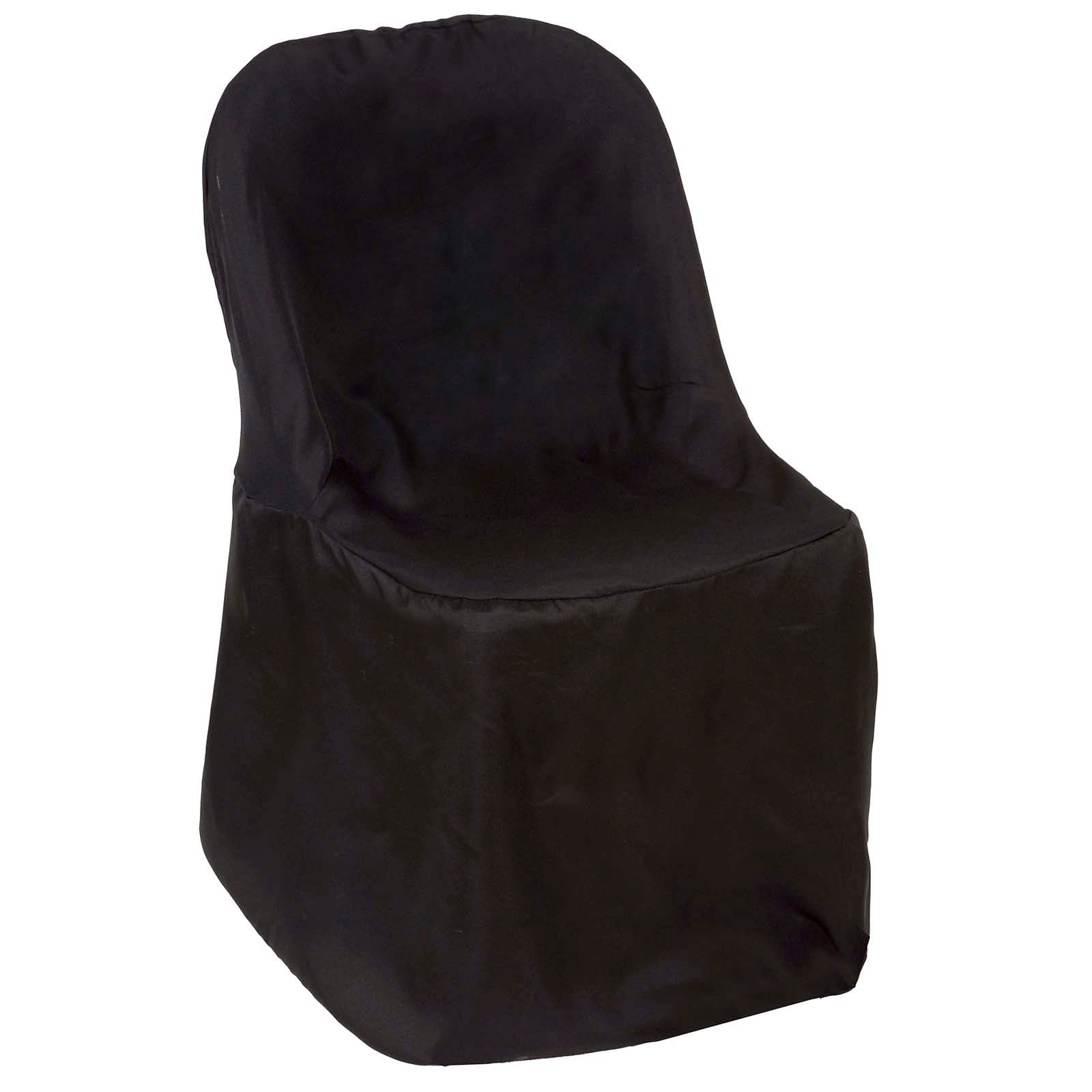 Premium Black Folding Chair Covers - Set of 5, Wrinkle-Resistant Polyester Tablecloth for Banquet, Wedding, Party & Event Decor - Easy Storage Flat Pack Design