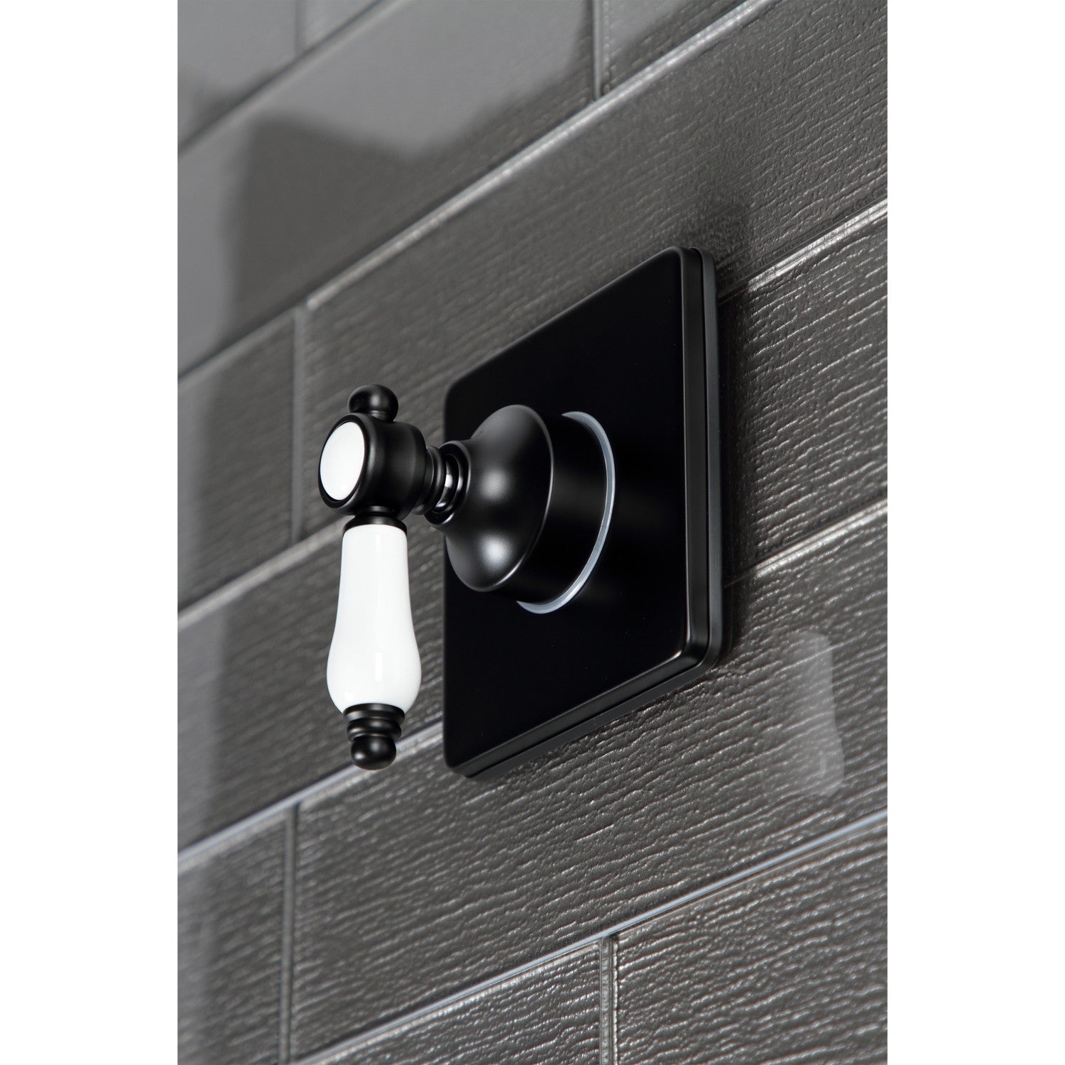 Bel Air KS3040BPL Single Handle 3-Way Diverter Valve with Square Trim Kit in Matte Black - Perfect for Bathroom & Shower Faucet Installations