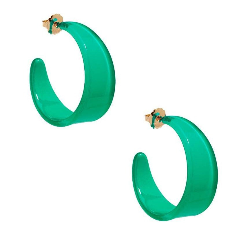 Chunky Teal Resin Hoop Earrings for Women - Trendy Statement Jewelry for Parties, Weddings & Everyday Wear