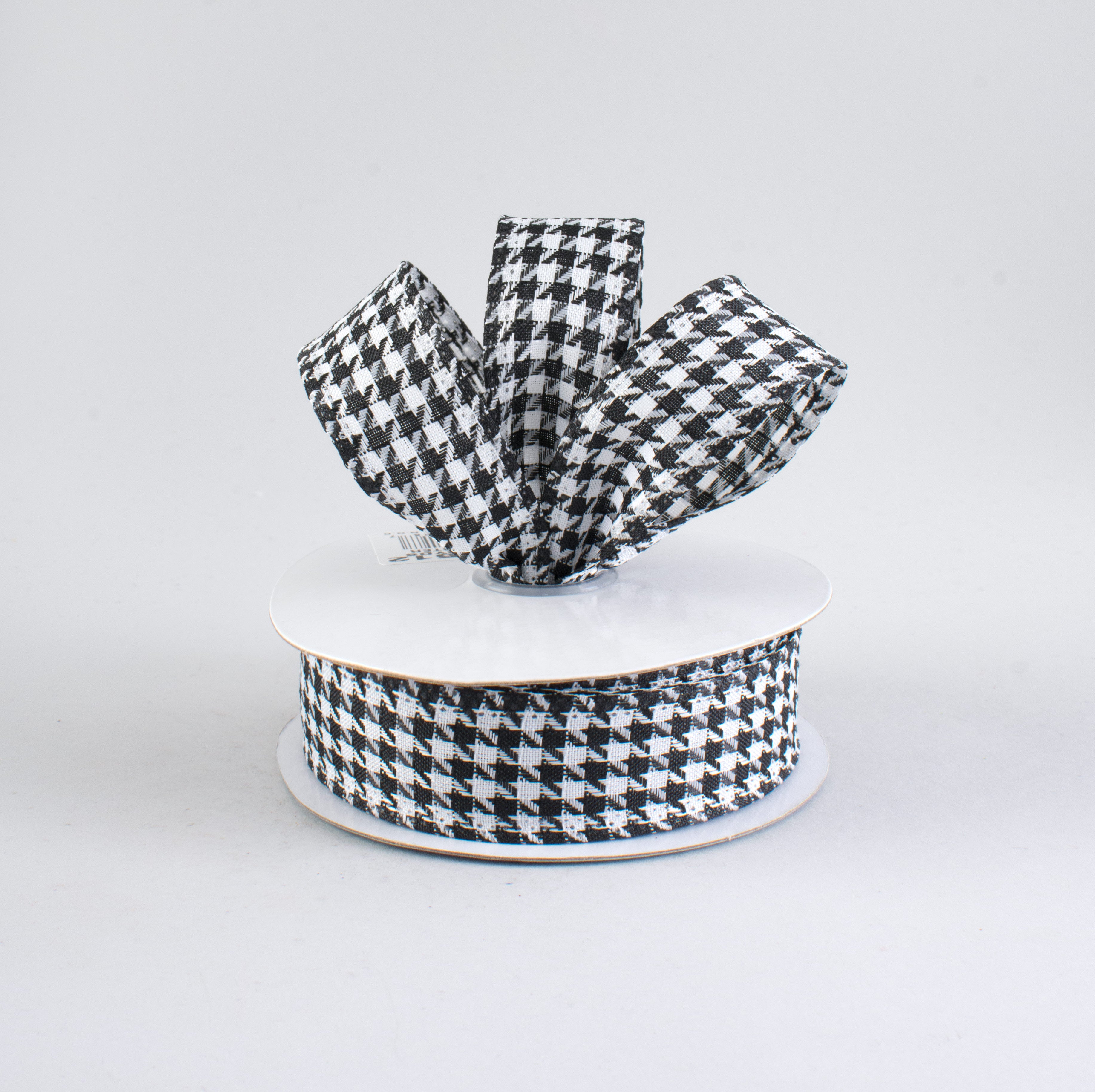 1 Small Houndstooth Ribbon (10 Yards) - Premium Woven Fabric Trim for DIY Crafts, Gift Wrapping, Hair Bows & Home Decor