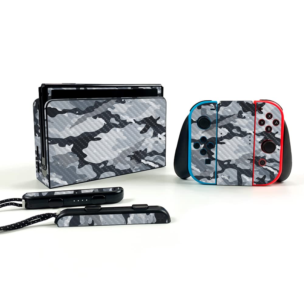 Carbon Fiber Skin for Nintendo Switch OLED - Gray Camo | Protective & Durable | Gaming Accessory