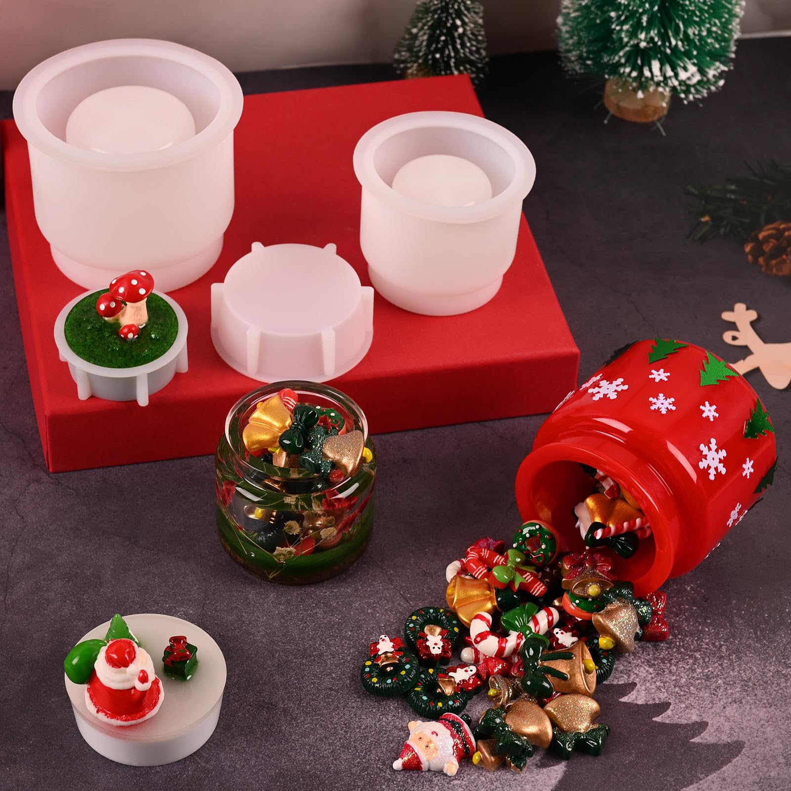 Silicone Jar Molds with Lids - 2 Sets of Different Sizes for DIY Resin Casting, Candle Making & Jewelry Storage Box - Epoxy Resin Craft Molds for Unique Gifts & Home Decor Projects