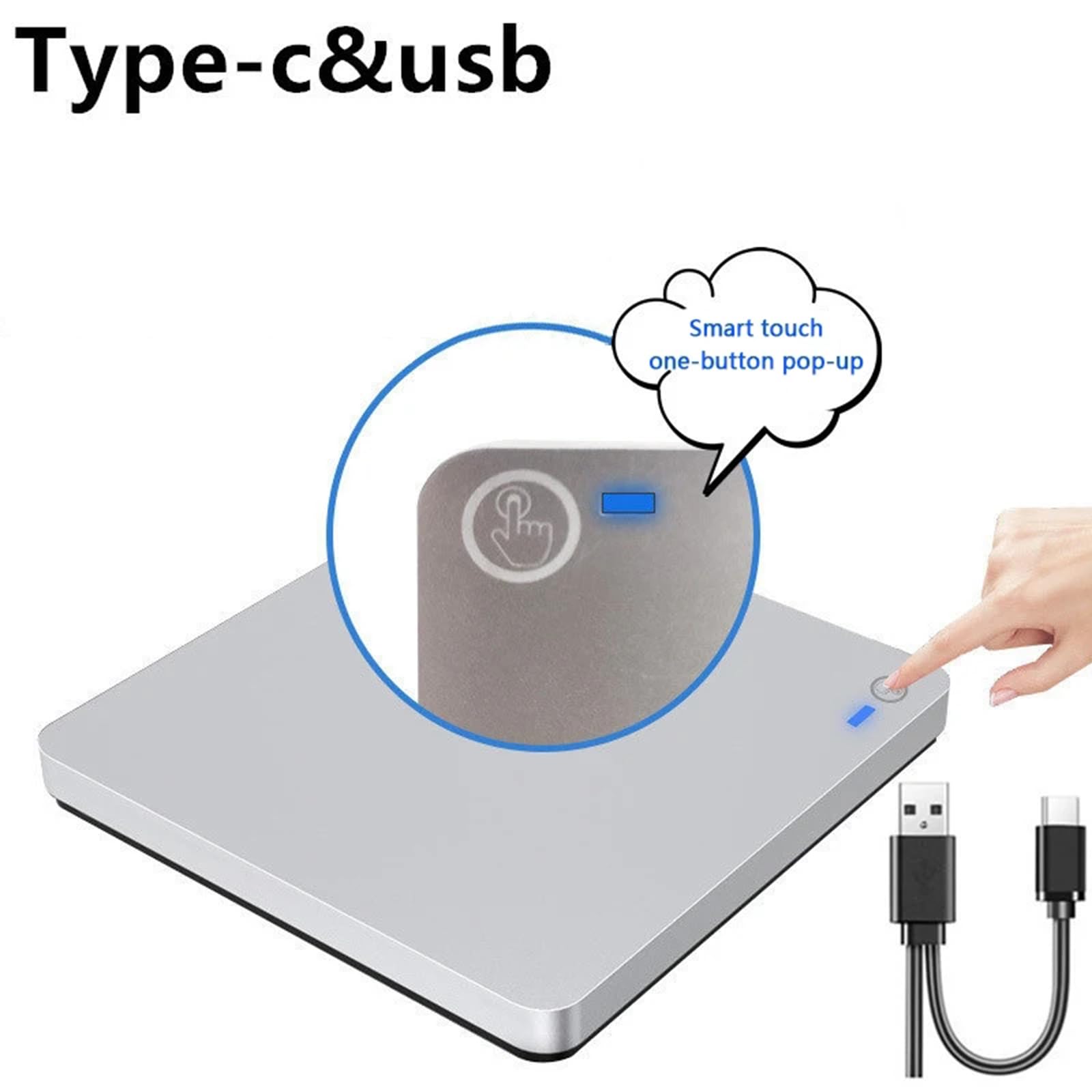 NQYZZFD External Blu Ray DVD Drive Burner - USB 3.0 & Type-C BD/CD/DVD RW Optical Drive for Laptop, Mac, PC, MacBook Pro/Air - Compatible with Windows & macOS | Perfect for Movie Watching, Data Backup & Disc Burning