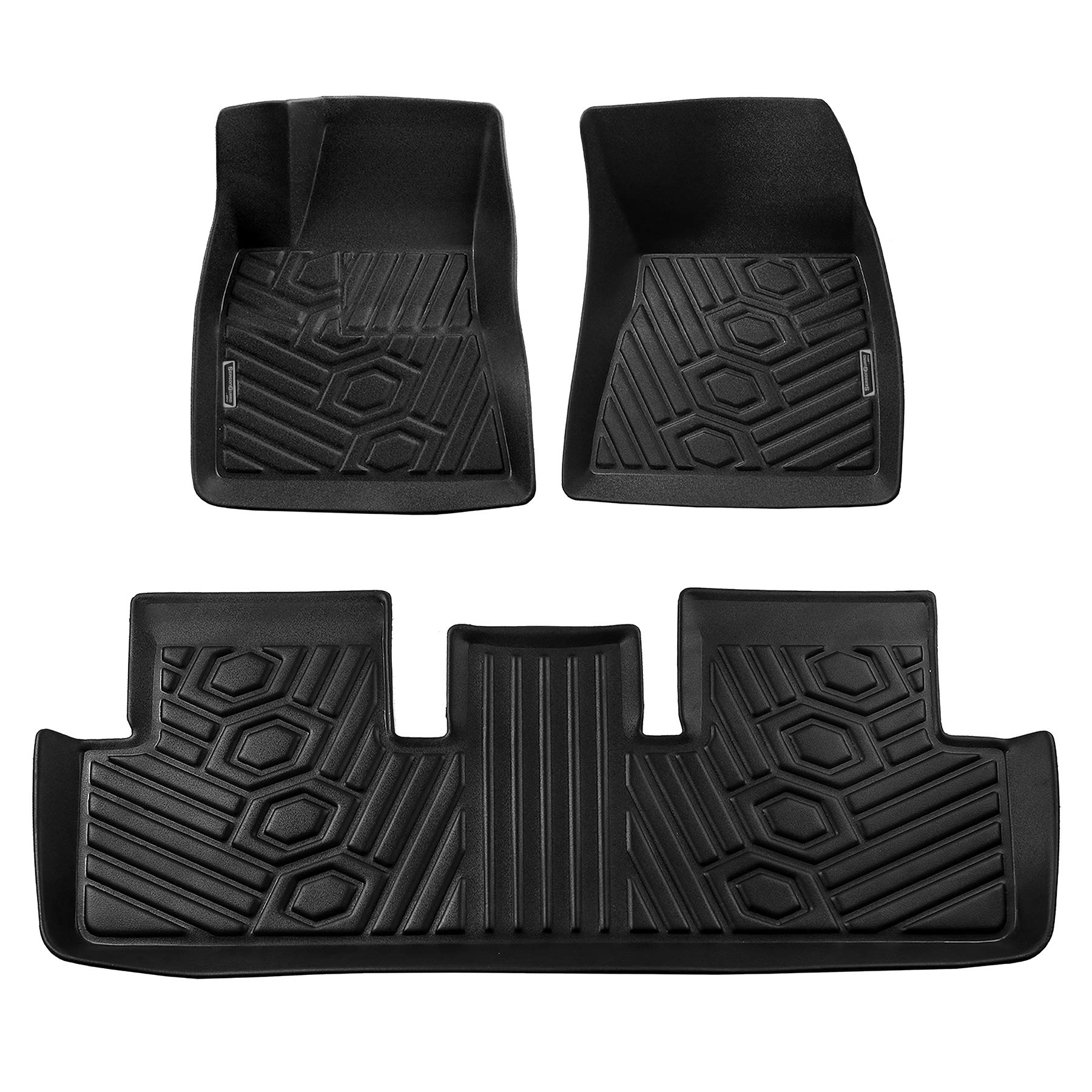 Premium All-Weather Floor Mats for Tesla Model 3 (2017-2020) - Custom Fit Front & Rear Seat Liners (3-Piece Set) | Heavy Duty Protection Against Mud, Snow & Spills | Perfect for Daily Commute & Road Trips