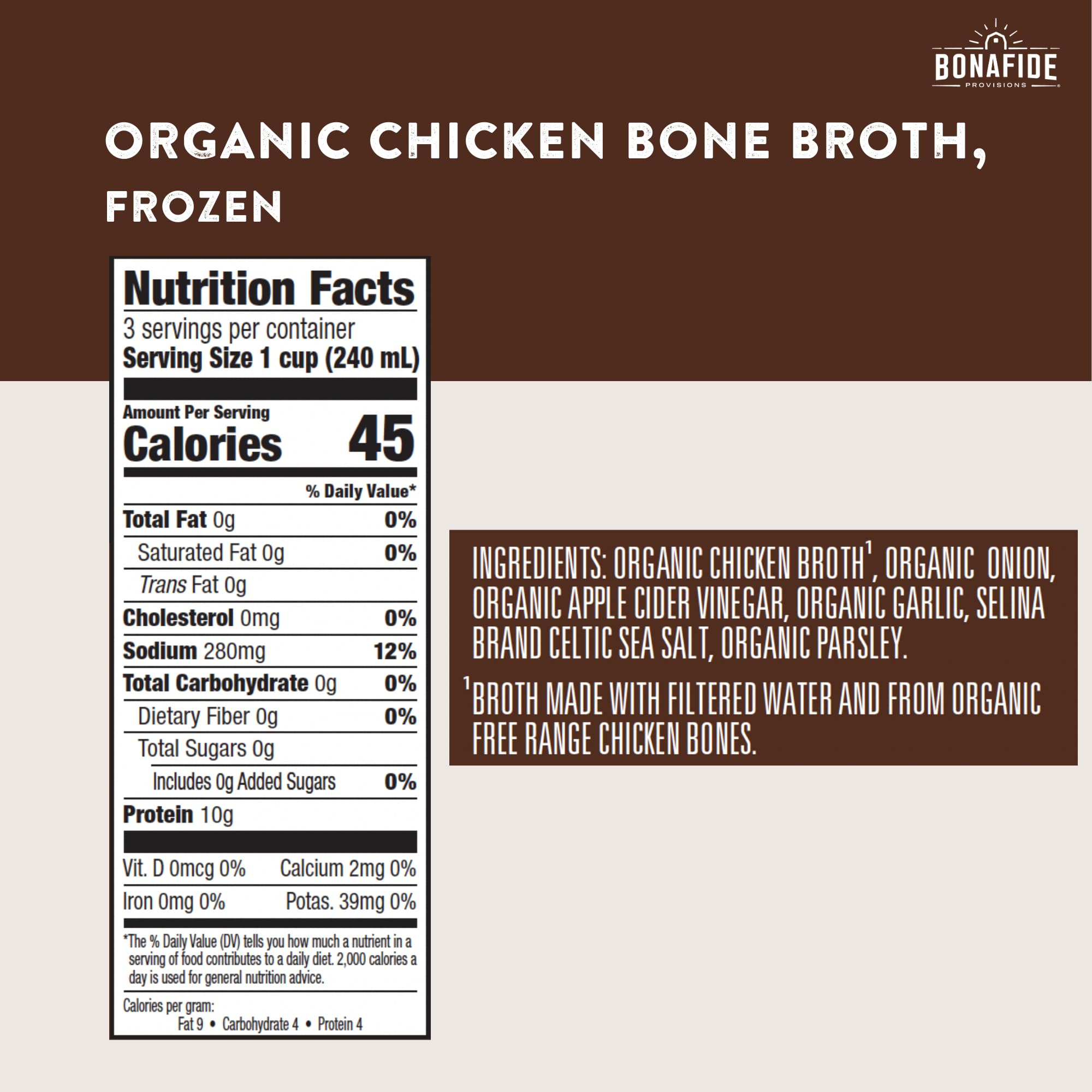 Bonafide Provisions Fresh Organic Chicken Bone Broth, 24 fl oz (Pack of 6) – Gluten-Free, Paleo & Keto Friendly | Perfect for Sipping, Cooking, Soups & Meal Prep