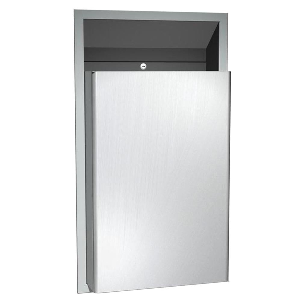 ASI 0458 CX 12 Gallon Traditional Waste Receptacle - Semi-Recessed Trash Can with Satin Finish for Office, Restroom & Commercial Spaces