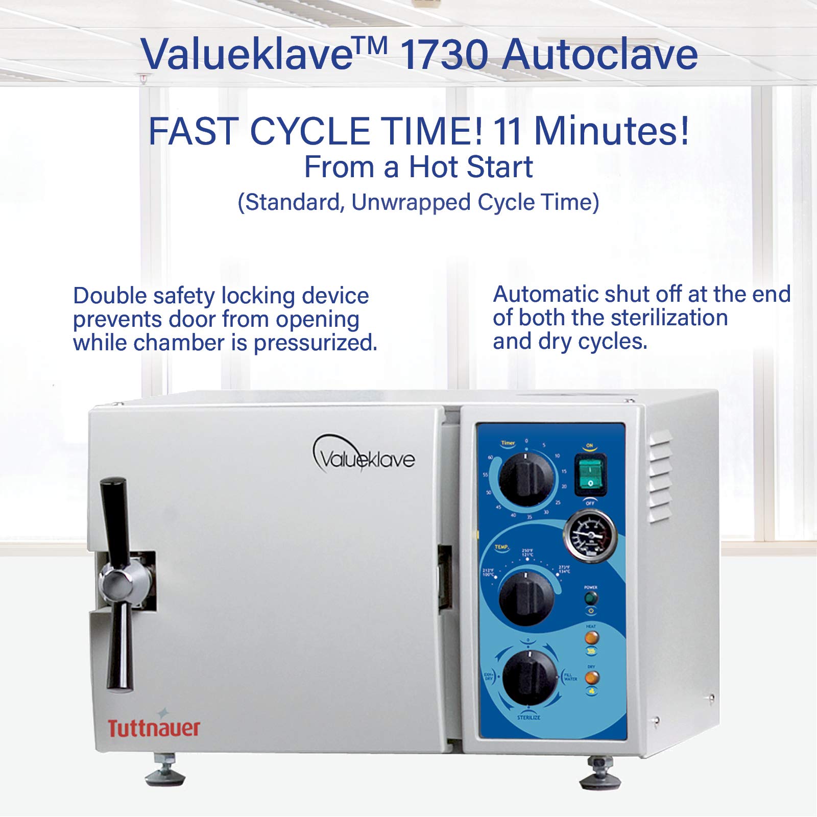 Tuttnauer 1730 Valueklave Autoclave - Compact Footprint & Easy Operation | VEVOR 3L Professional Ultrasonic Cleaner | Ideal for Small Offices, Dental Clinics & Jewelry Cleaning | Medical Sterilization & Equipment Maintenance