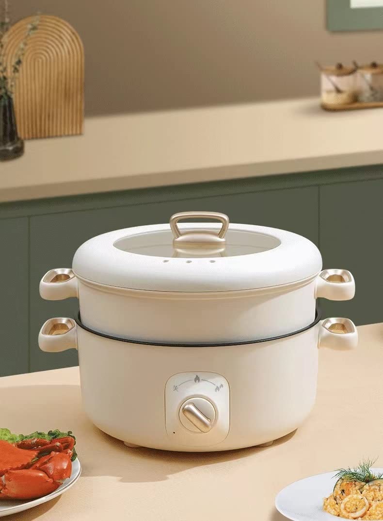JYYBN Mini Electric Hot Pot - Portable Non-Stick Multi-Cooker with Adjustable Temperature & Lid - Perfect for Travel, Dormitory, Office & Small Space Cooking