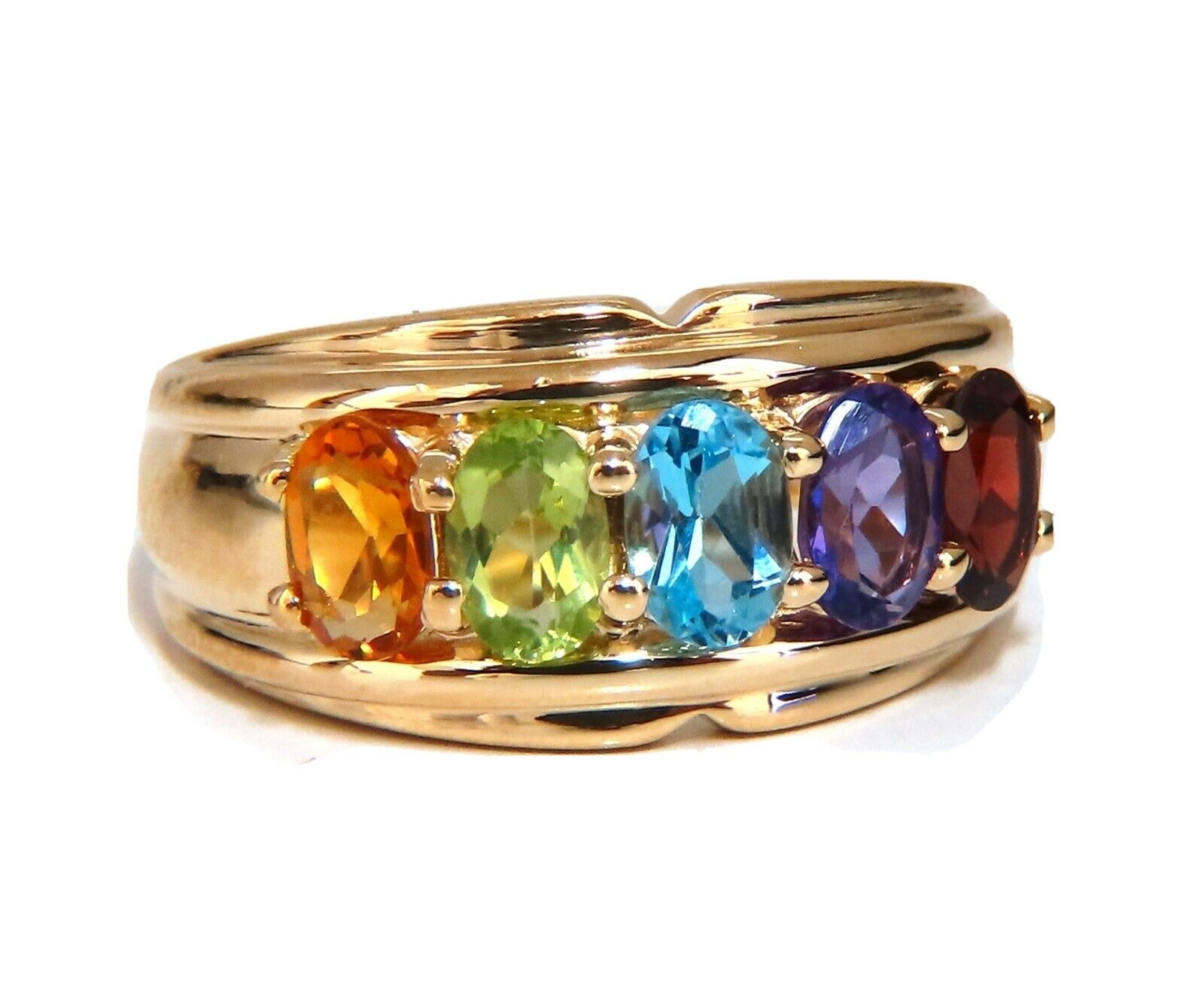 Natural Amethyst Topaz Peridot Garnet Citrine Mother's Ring - 14K Gold Birthstone Jewelry for Women - Perfect Gift for Mom, Birthday, Anniversary & Special Occasions