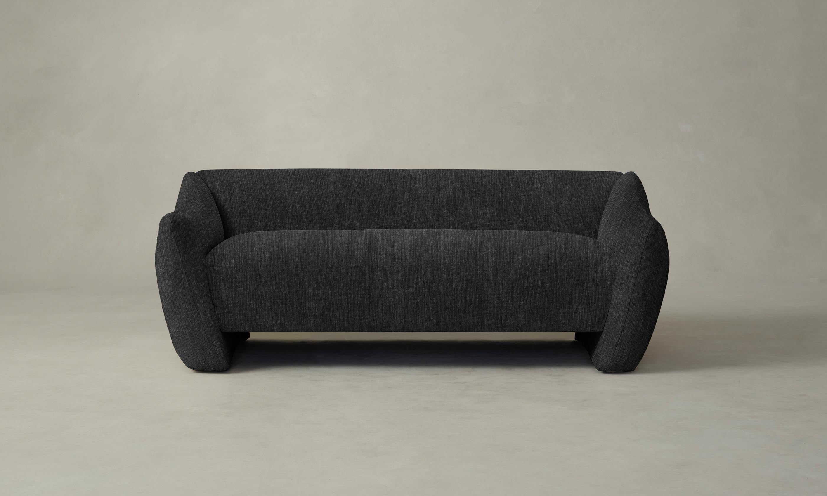 The Bond Settee Performance Tweed Char - Mid-Century Modern Sofa for Living Room, Office & Lounge - Durable Upholstered Loveseat with Premium Fabric