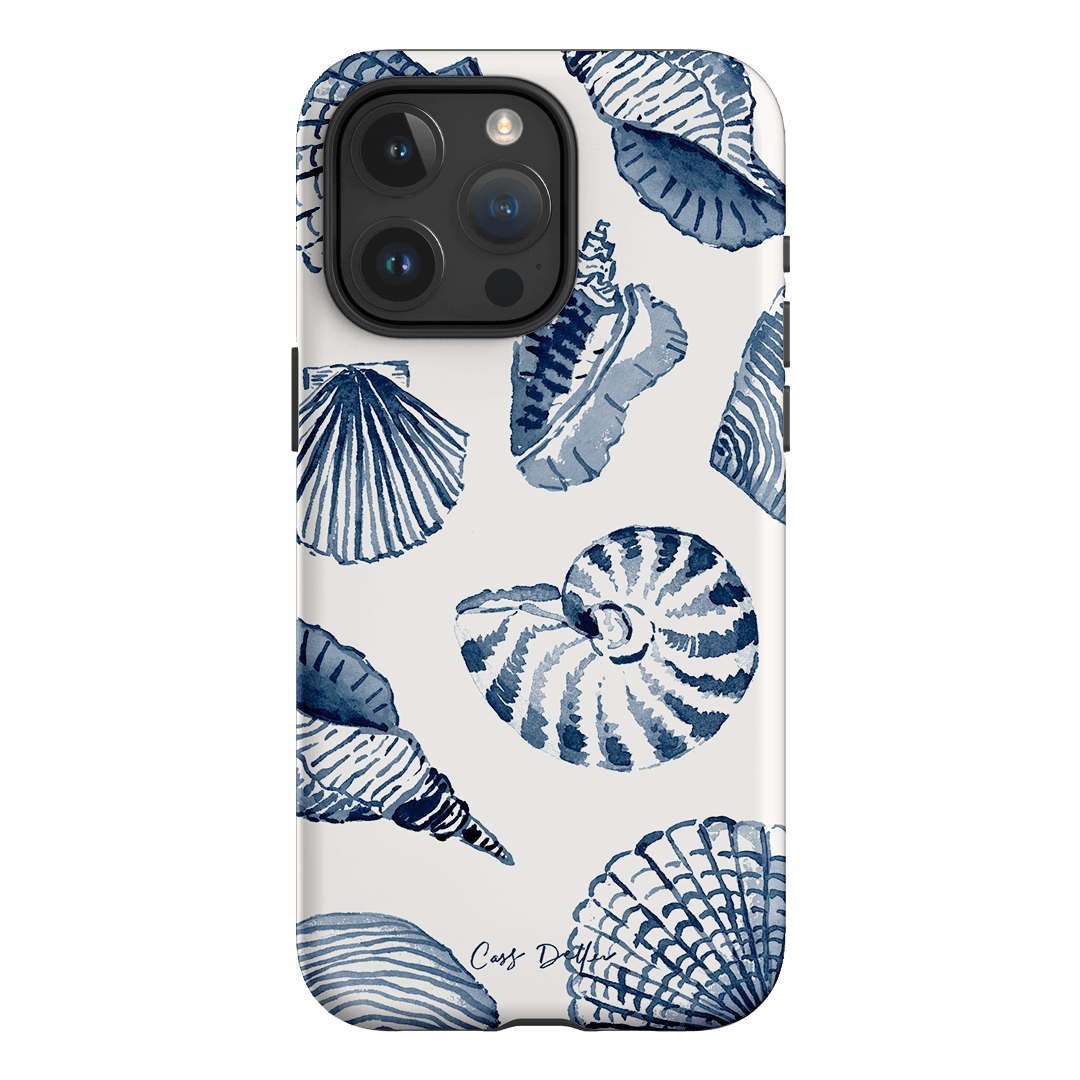 Durable Blue Seashell Design Phone Case - Shockproof & Slim Fit for iPhone & Samsung - Perfect for Beach Vacations & Outdoor Adventures