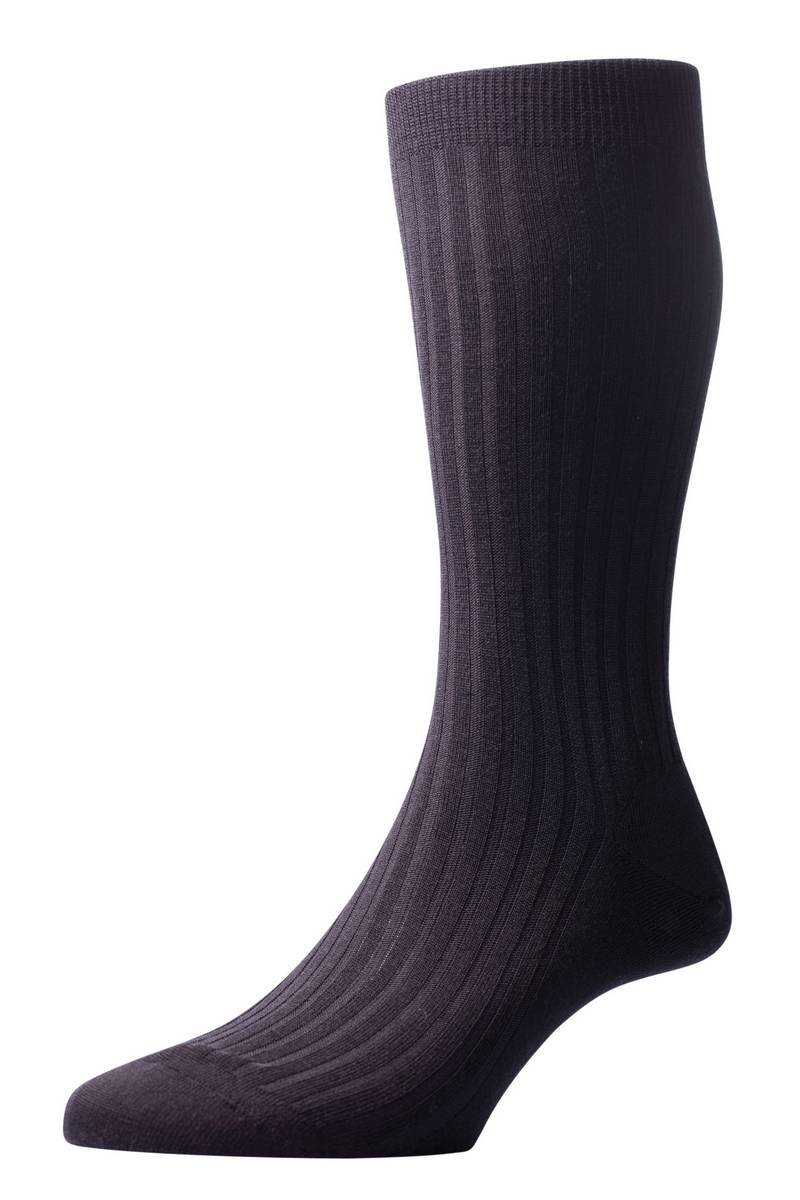 Pantherella Men's Laburnum Rib Merino Wool Socks - Black | Premium Comfort for Business, Travel & Everyday Wear
