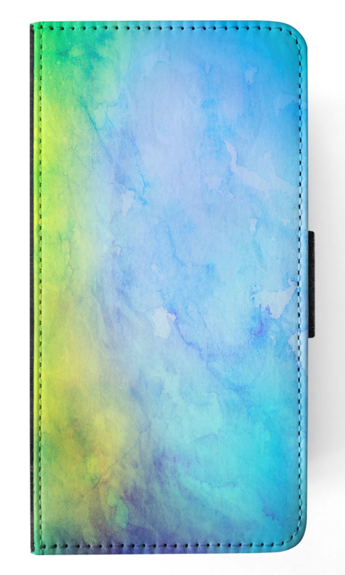 Blue Green Watercolor 19 FLIP Wallet Phone Case for Apple iPhone 15 Plus - Stylish Protective Cover with Card Slots for Everyday Use & Travel