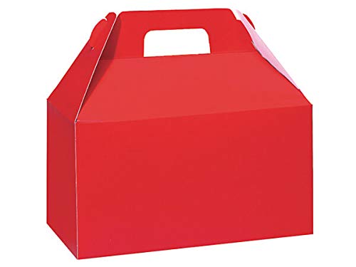 Premium Glossy Hot Red Gable Boxes 8.5x4.75x5.5 Inches - 3 Packs (6 Boxes Each) - Perfect for Gift Packaging, Party Favors, Wedding Decor & Retail Displays