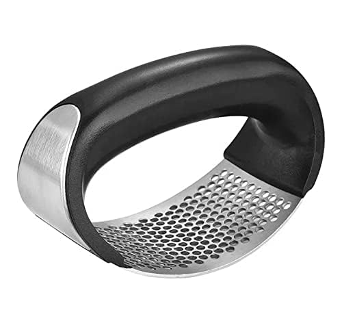 Stainless Steel Garlic Press Set with Peeler & Brush - for Cooking & Baking
