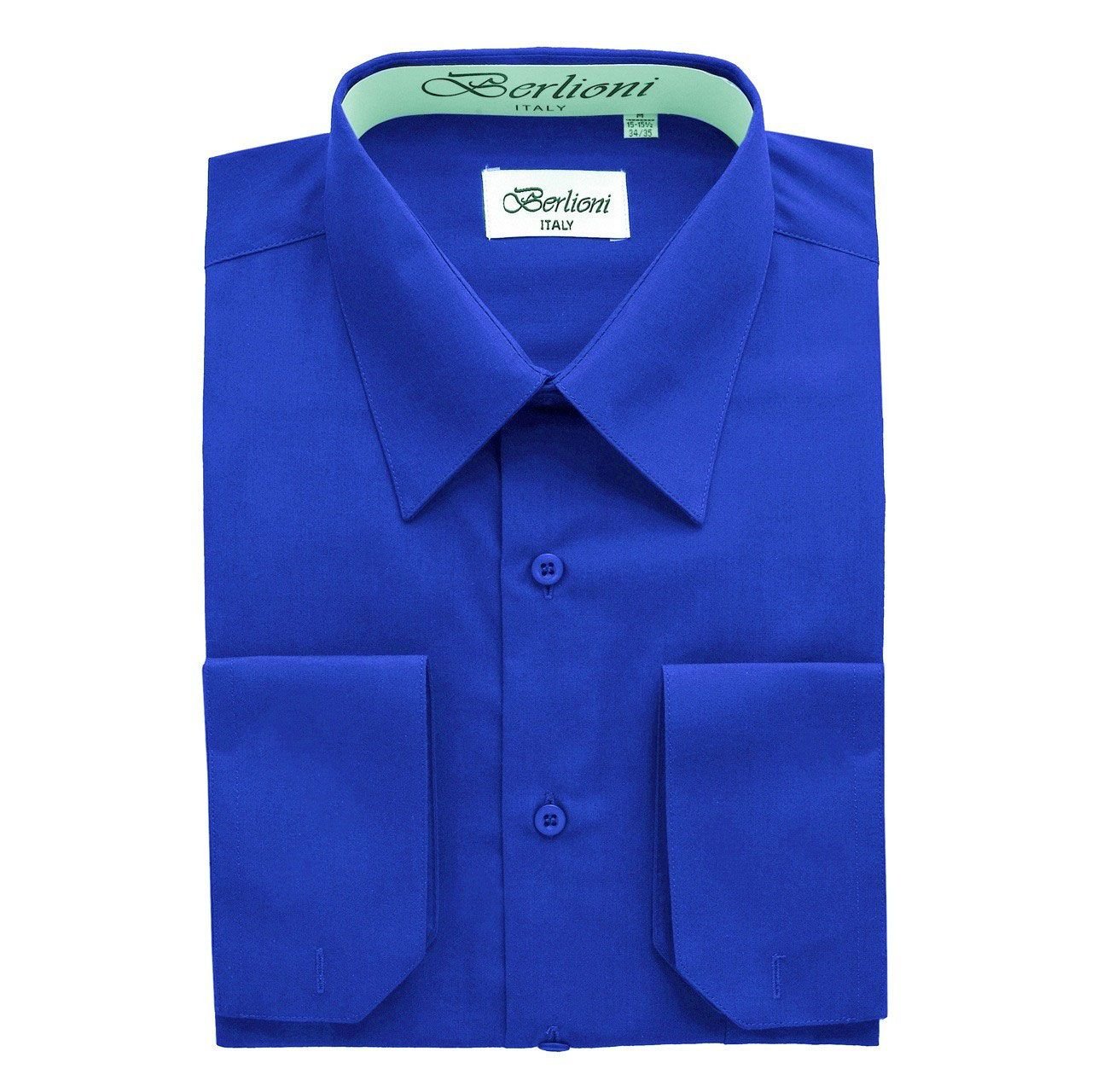 Berlioni Men's Green Solid Dress Shirt - Slim Fit Formal Business Shirt for Office, Wedding & Special Occasions