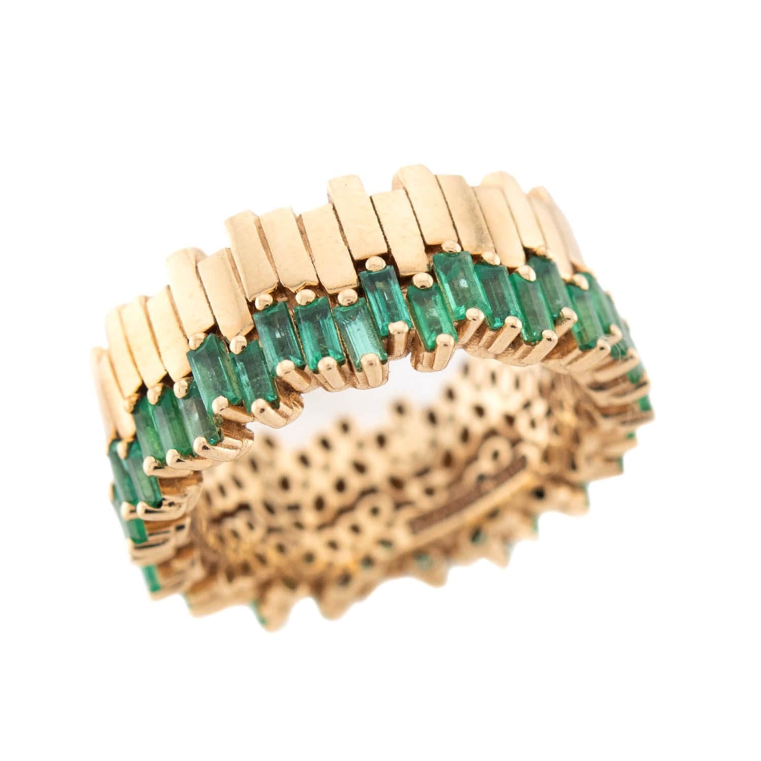SUZANNE KALAN 18k Gold Emerald Band Ring for Women - Luxury Wedding, Engagement & Anniversary Jewelry Gift - Perfect for Special Occasions & Everyday Elegance
