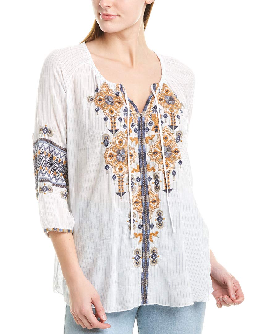 Johnny Was Women's Boho Chic Blouse - Floral Embroidered Top for Casual & Festival Wear | Perfect for Beach, Vacation & Summer Outfits