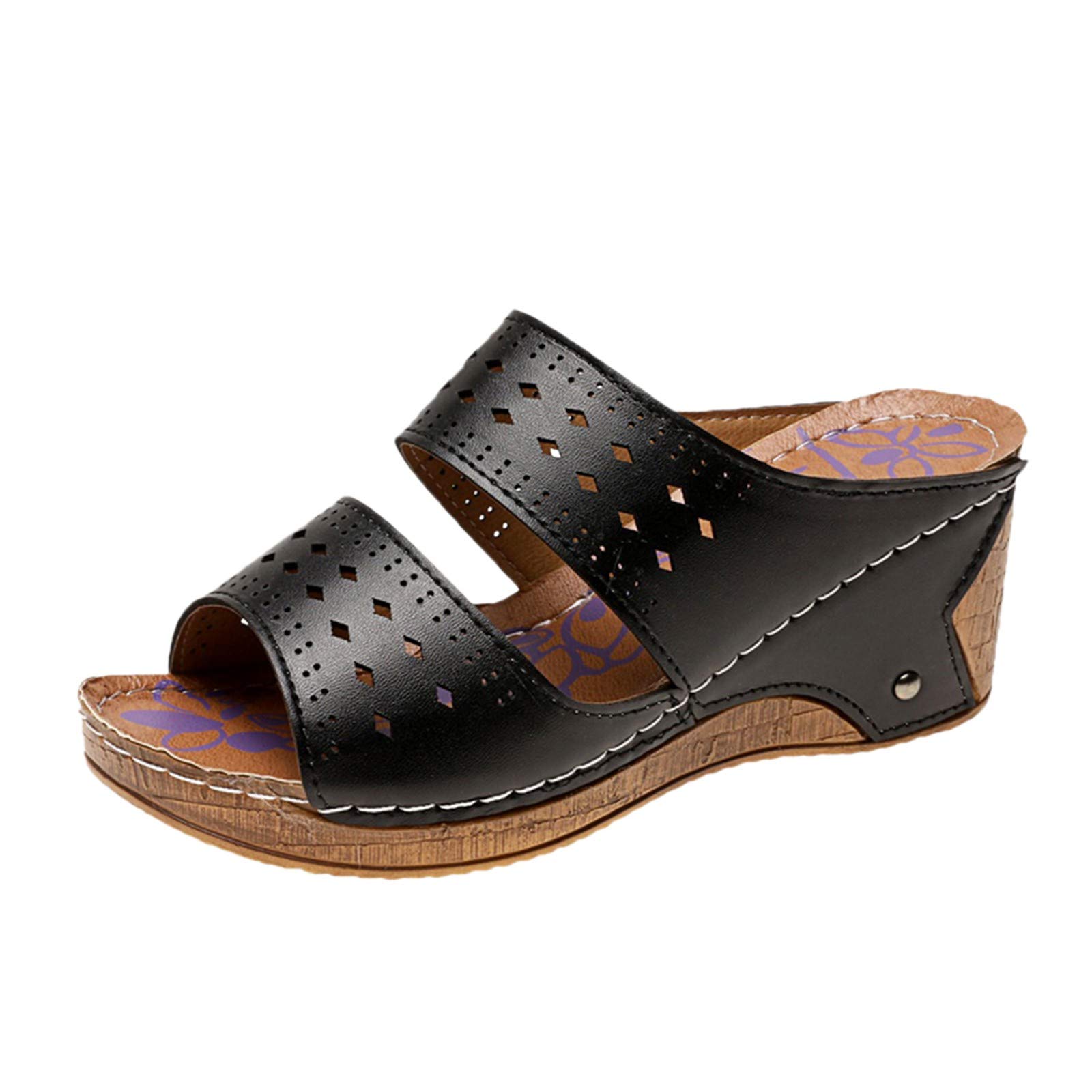 Stylish Women's Open Toe Wedge Sandals - Breathable Hollow Out Design Summer Casual Slip-On Platform Shoes | Perfect for Beach, Vacation, and Everyday Wear