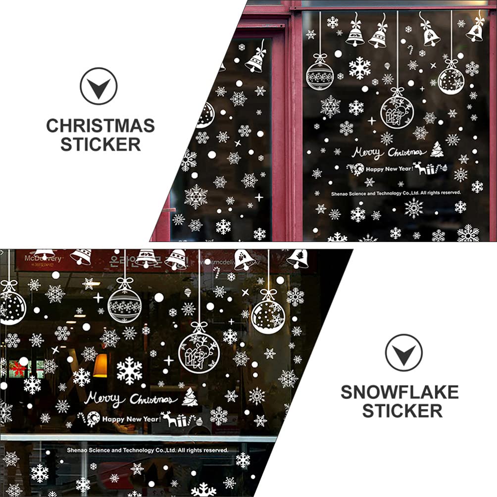 VALICLUD 1 Set of 24 Bell & Snowflake Window Cling Stickers - Christmas Electrostatic Decals for Glass Doors, Windows - Holiday Home Decor, Party, Office, Classroom (Winter Wonderland Theme)