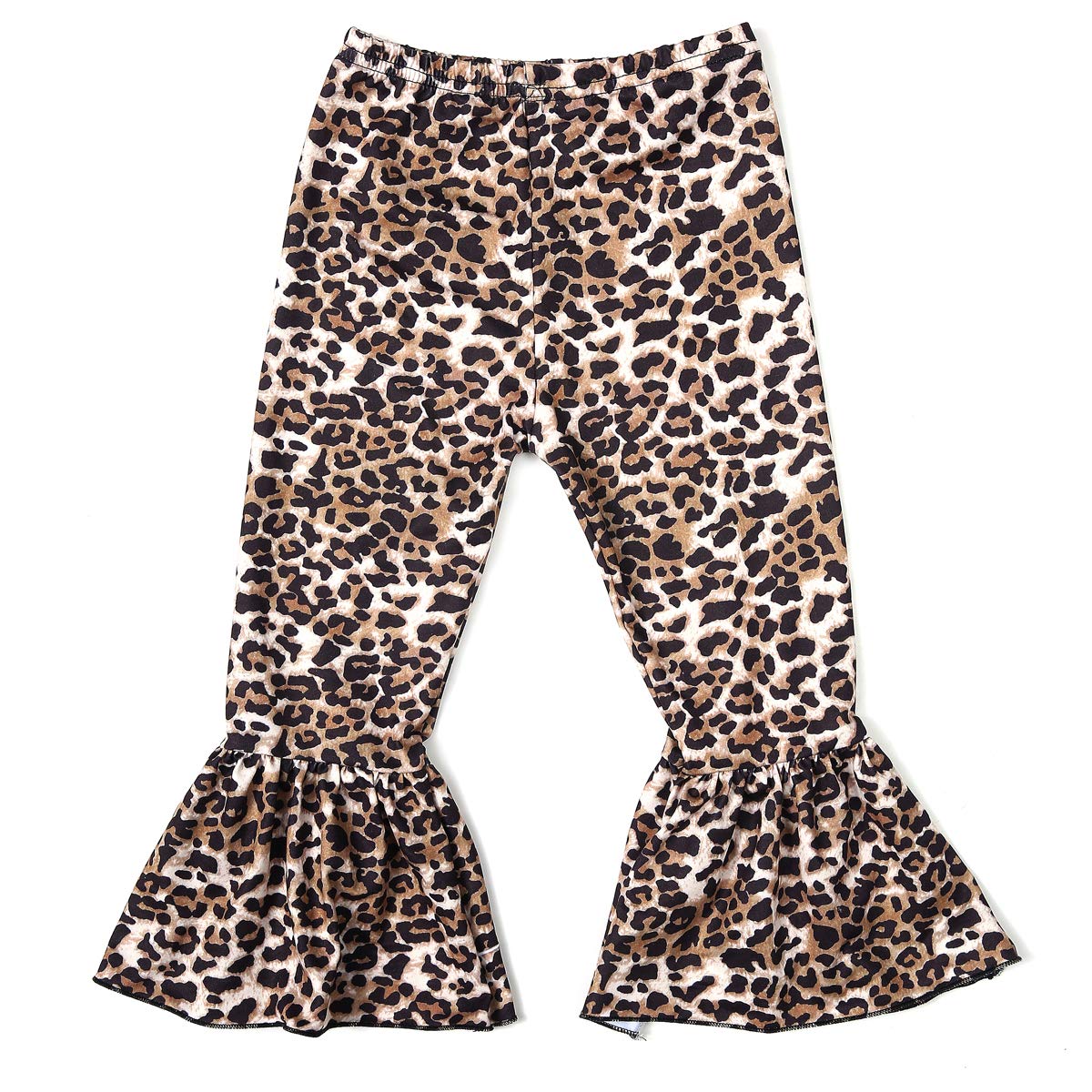 ELSANI Toddler Girls Ruffle Leggings - Leopard Print Flare Pants & Bell Bottoms for Playdates, Parties & Everyday Wear