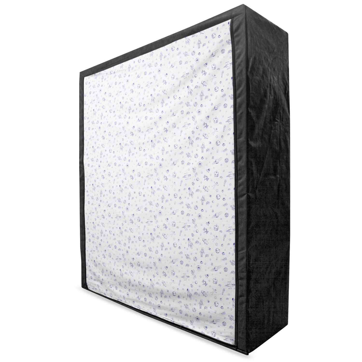Ambesonne Spaceship Portable Fabric Wardrobe - Hand Drawn Galactic Doodle Design with Planets, 59