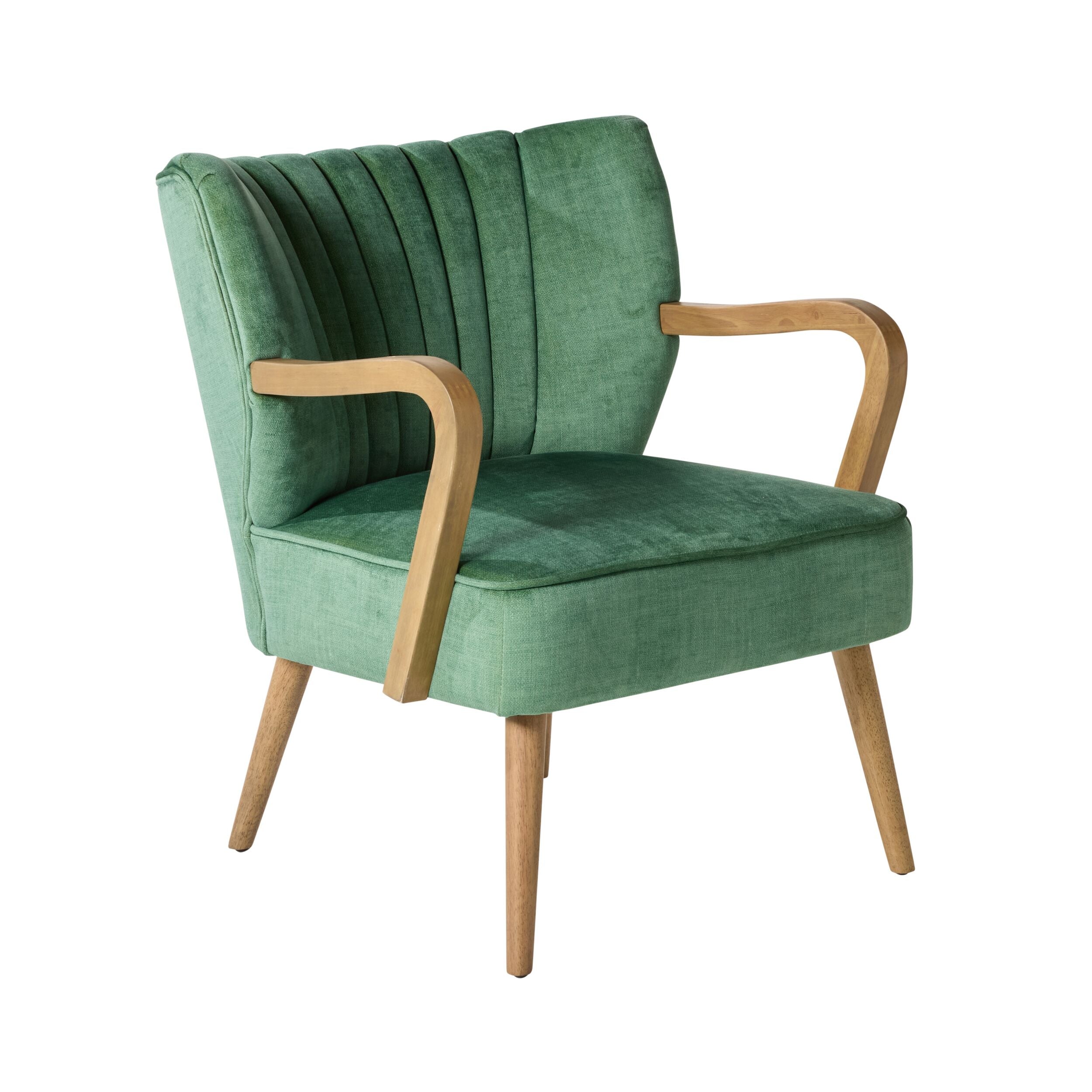 Bello Occasional Chair - Modern Accent Chair with Wooden Legs, Upholstered in Luxurious Aura Jade Fabric - Perfect for Living Room, Bedroom or Office Decor