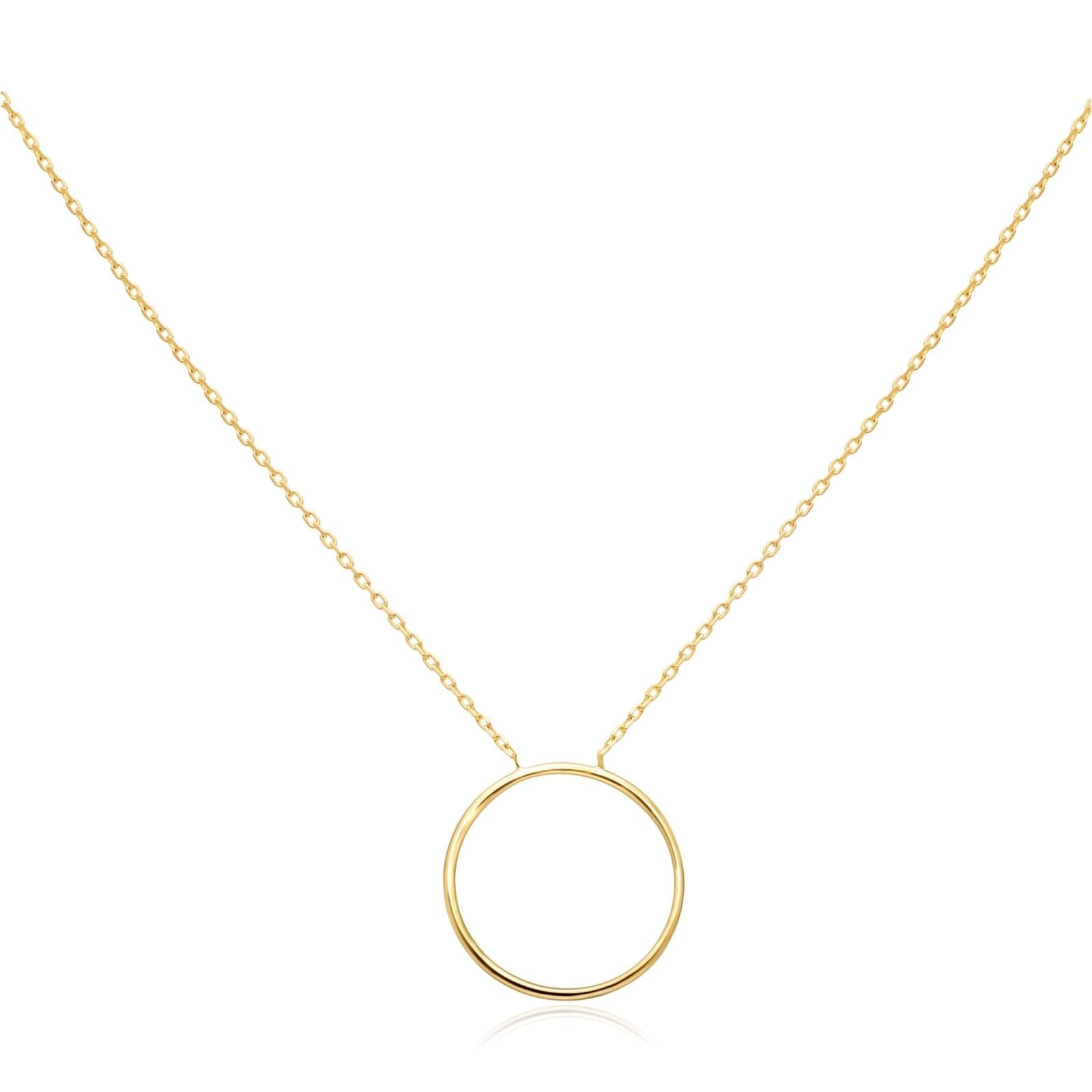 14k Yellow Gold Circle Necklace for Women - Minimalist Dainty Gold Necklace for Everyday Wear, Gift for Her, Birthday, Anniversary, Valentine's Day