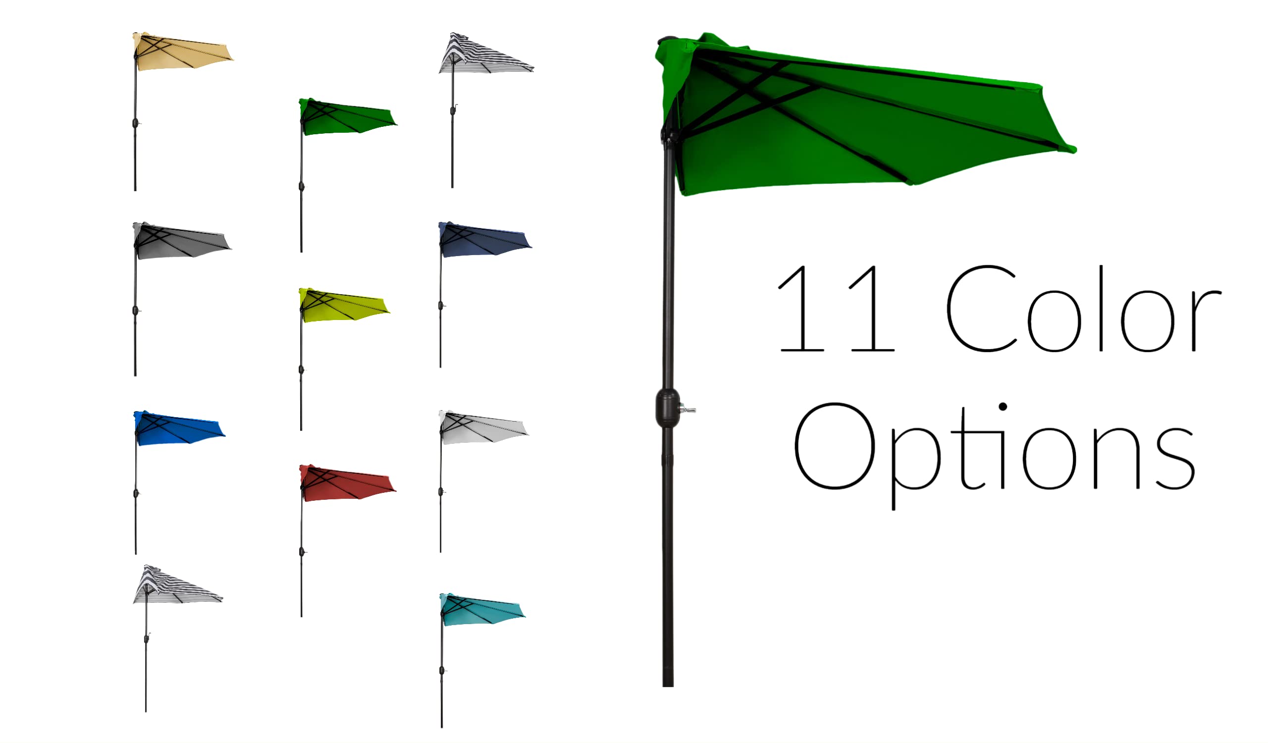 9 Ft Patio Umbrella for Outdoor - Half Market Umbrella with Crank Lift, UV Protection & Waterproof Canopy - Perfect for Backyard, Garden, Poolside & Balcony