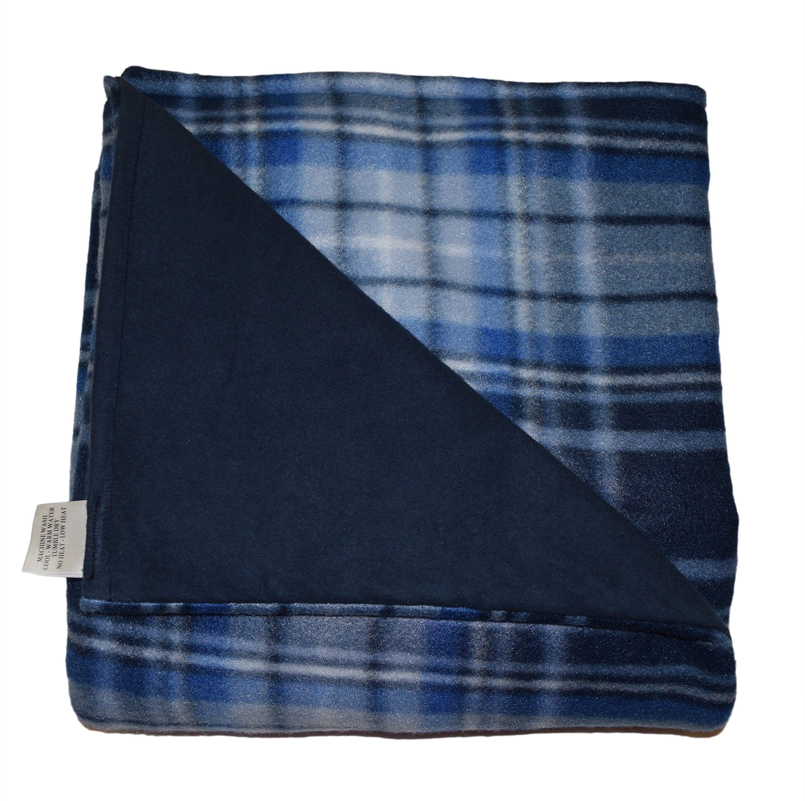 Premium 8lb Weighted Blanket for Adults - Medium Weight Low Pressure - Herringbone Blue & Navy Fleece Flannel (66