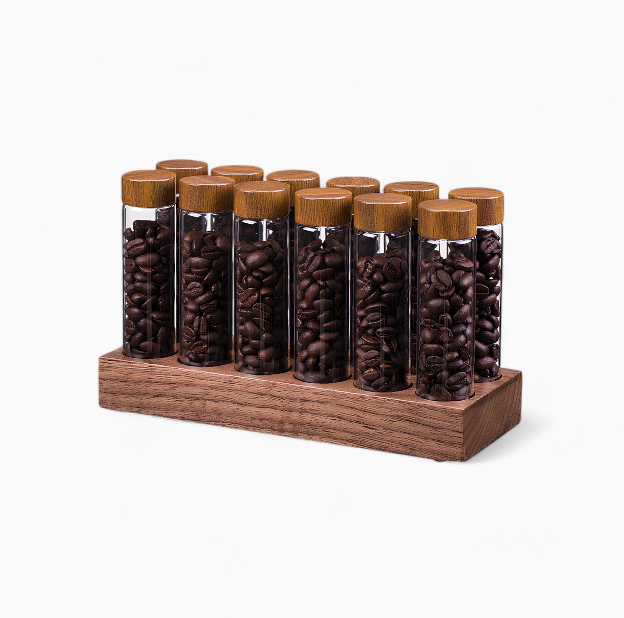 Premium Airtight Coffee Beans Storage Container - Glass Tube Display Rack for Kitchen Countertop - Perfect for Whole Bean Coffee Storage & Barista Style Home Brewing Station